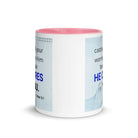 1 Peter 5:7 Bible Verse, casting all your worries on Him White Ceramic Mug with Color Inside