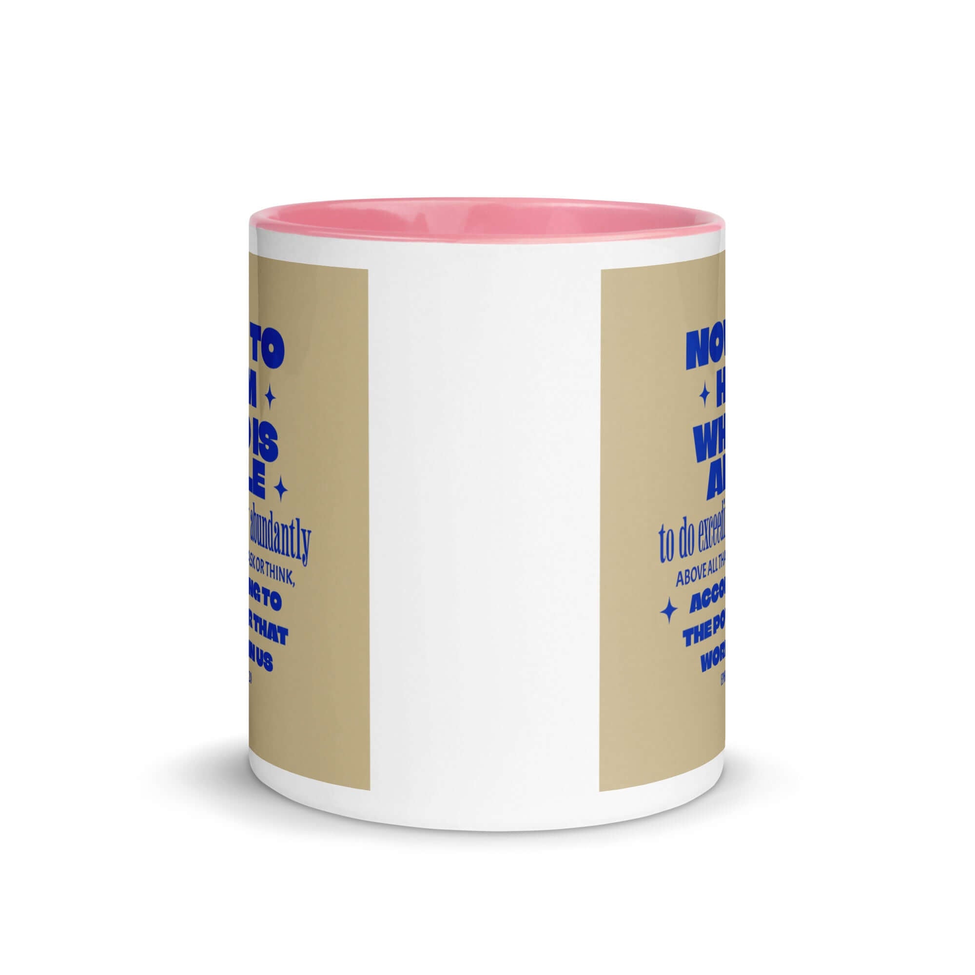 Ephesians 3:20 Bible Verse, power in us White Ceramic Mug with Color Inside