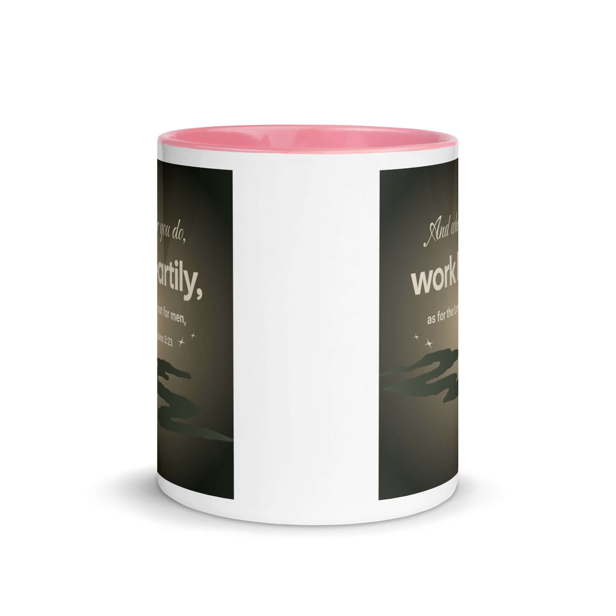 Colossians 3:23 Bible Verse, as for the Lord White Ceramic Mug with Color Inside