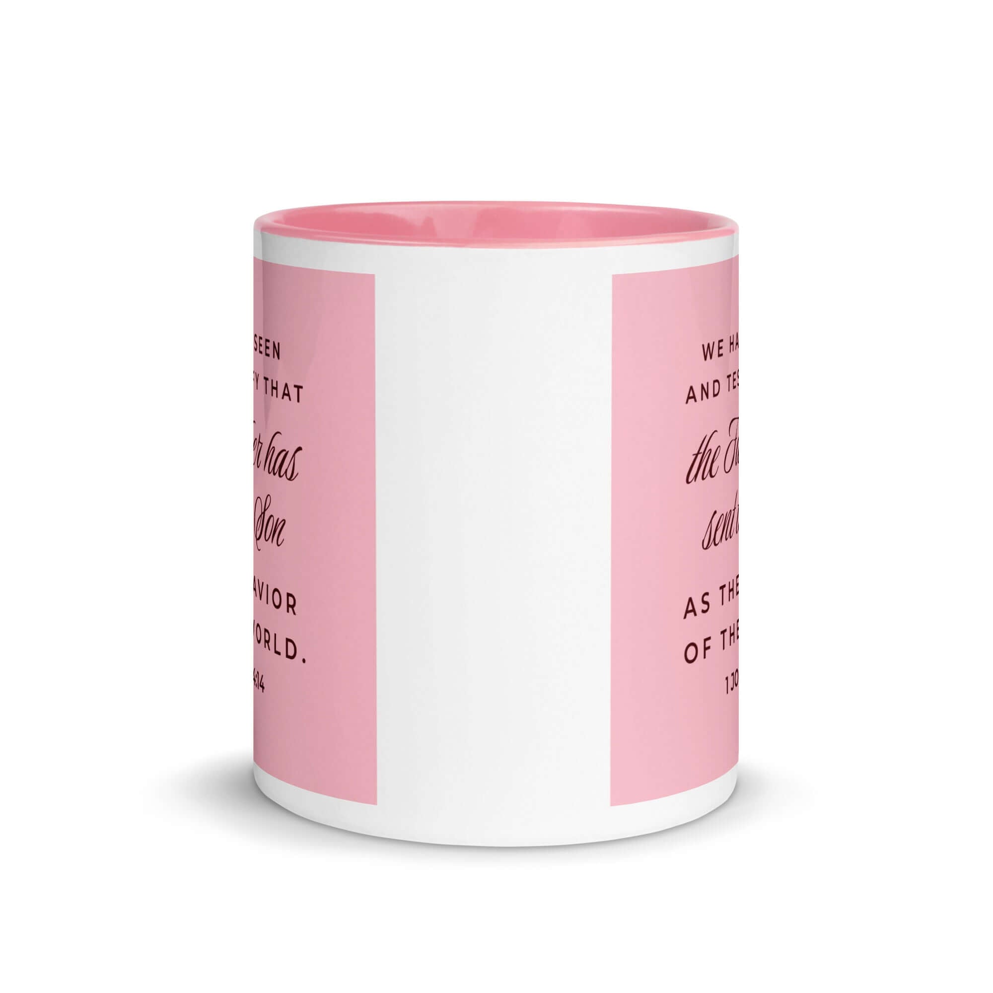 1 John 4:14 Bible Verse, We have seen White Ceramic Mug with Color Inside