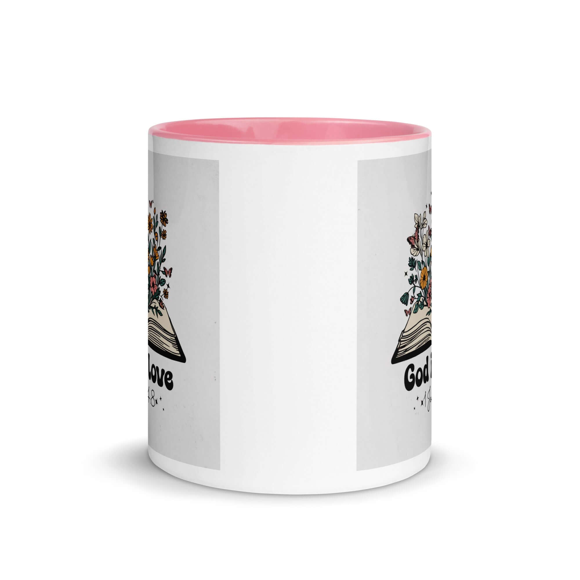 1 John 4:8 Bible Verse, God is Love White Ceramic Mug with Color Inside