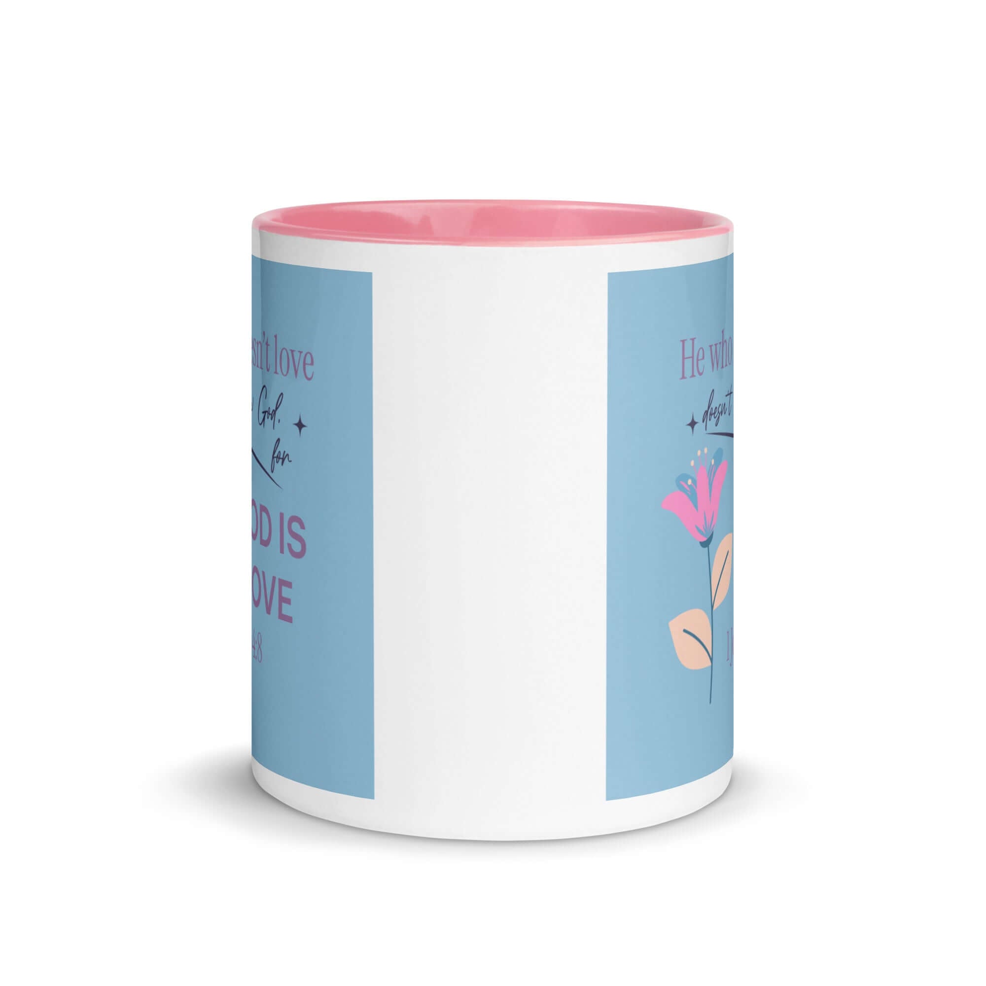 1 John 4:8 Bible Verse, doesn’t love White Ceramic Mug with Color Inside