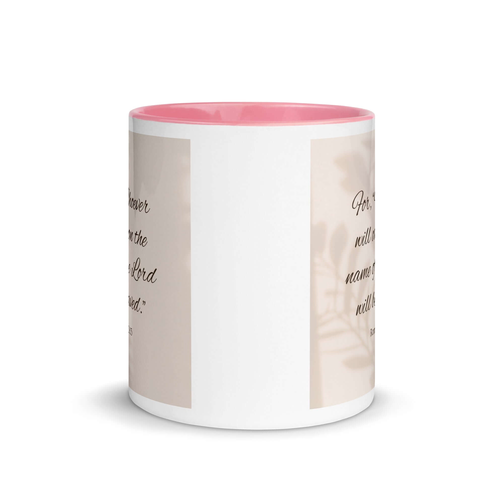 Romans 10:13 Bible Verse, Whoever White Ceramic Mug with Color Inside