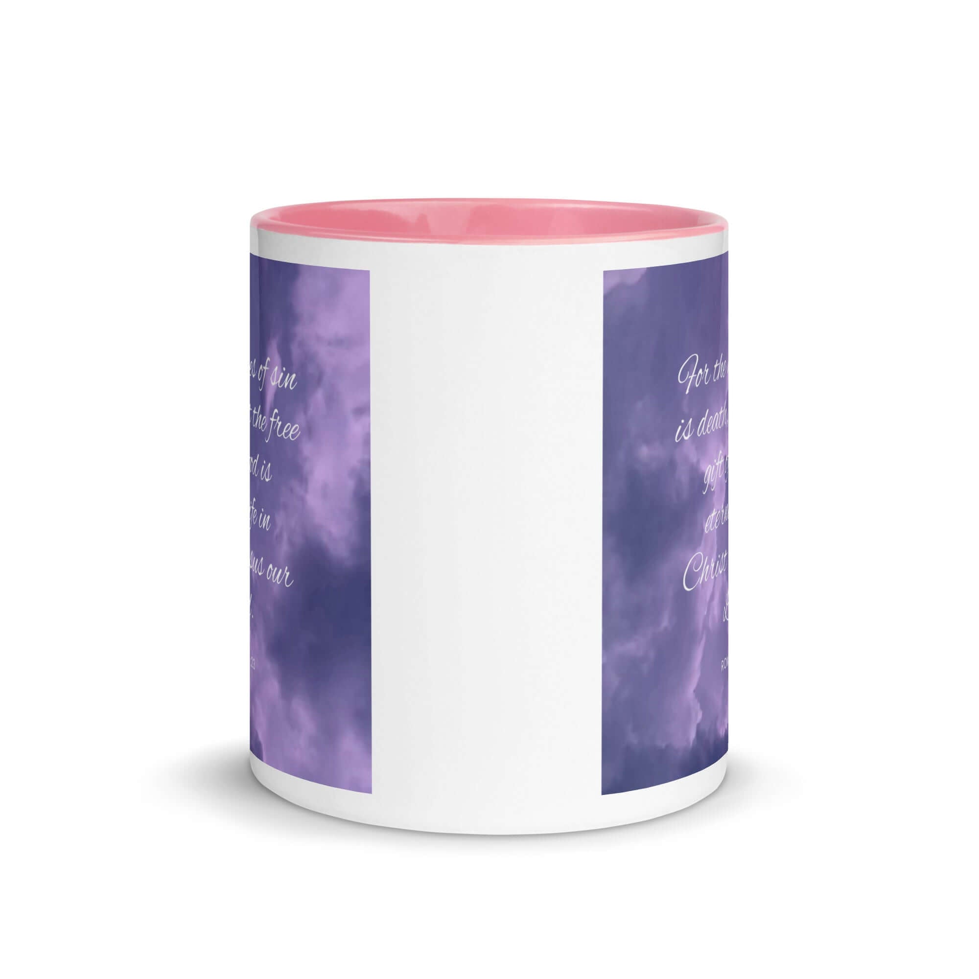 Romans 6:23 Bible Verse, free gift White Ceramic Mug with Color Inside