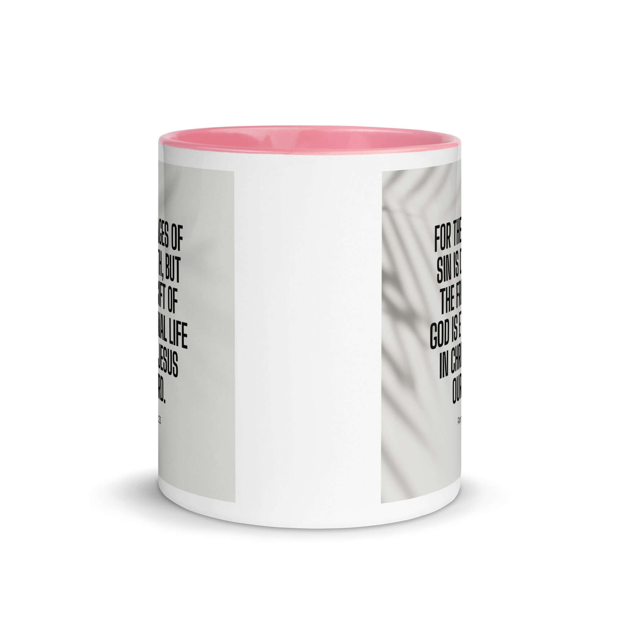 Romans 6:23 Bible Verse, eternal life White Ceramic Mug with Color Inside