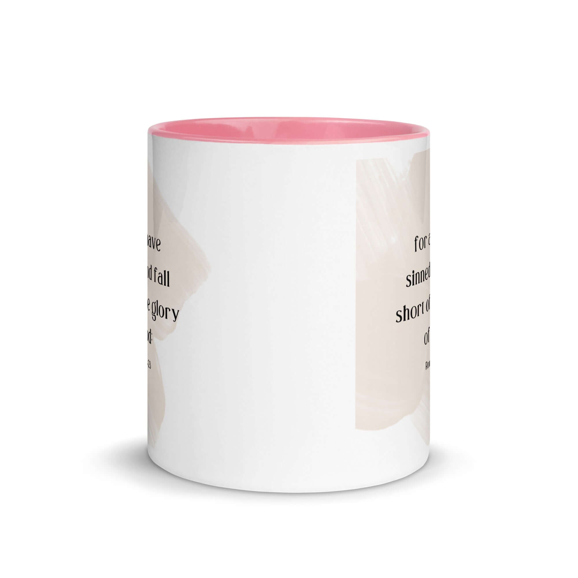 Romans 3:23 Bible Verse, fall short White Ceramic Mug with Color Inside