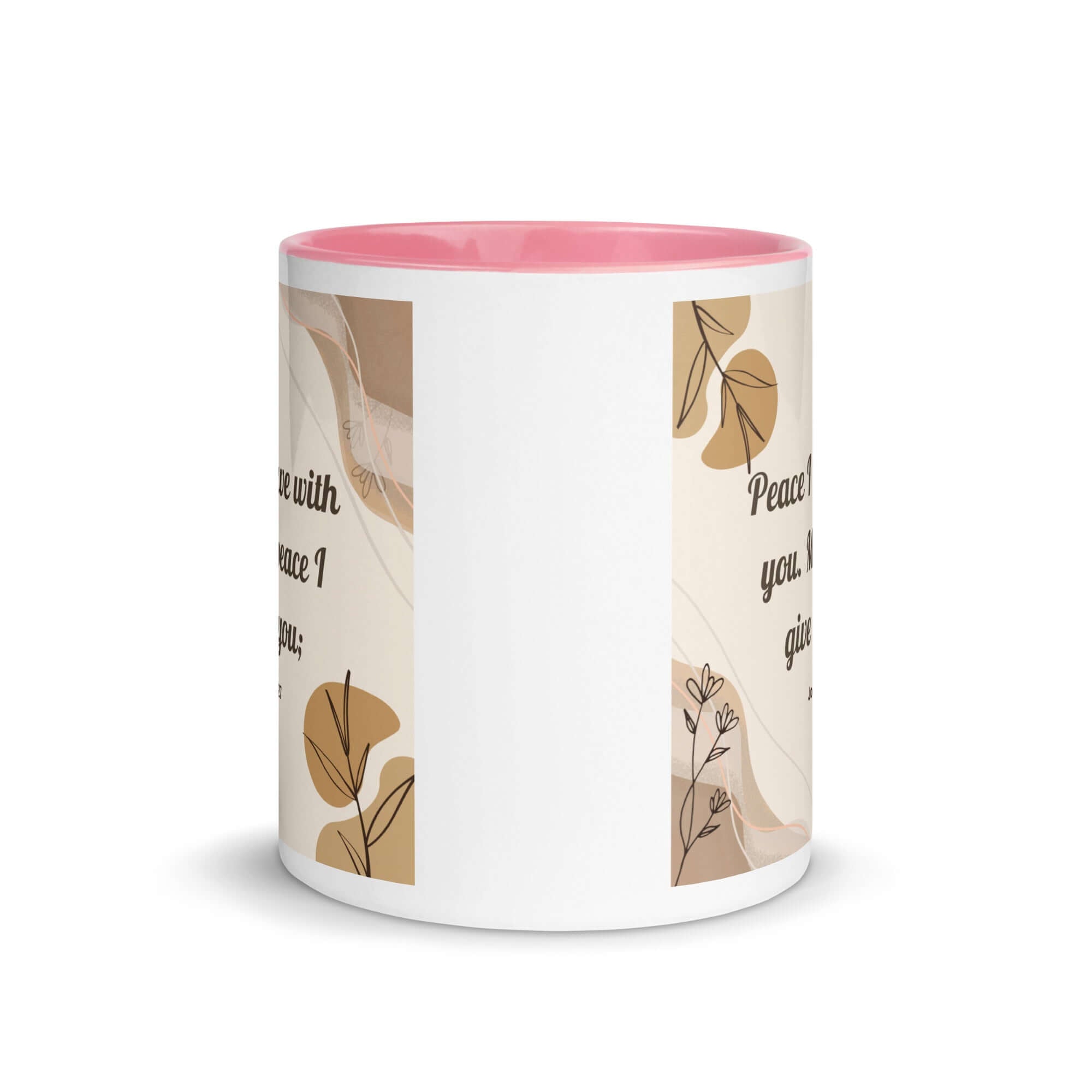 John 14:27 Bible Verse, Peace I White Ceramic Mug with Color Inside