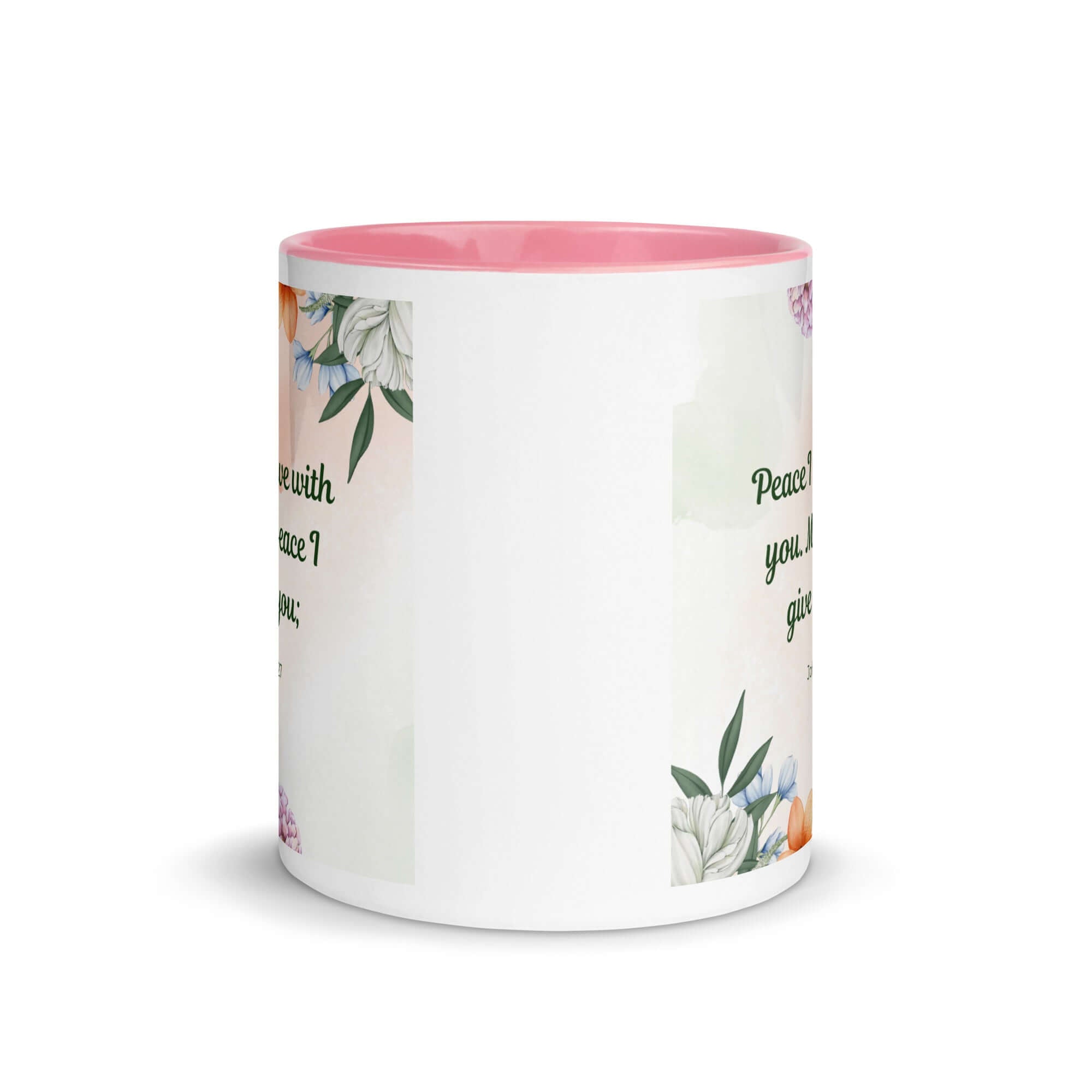 John 14:27 Bible Verse, with you White Ceramic Mug with Color Inside