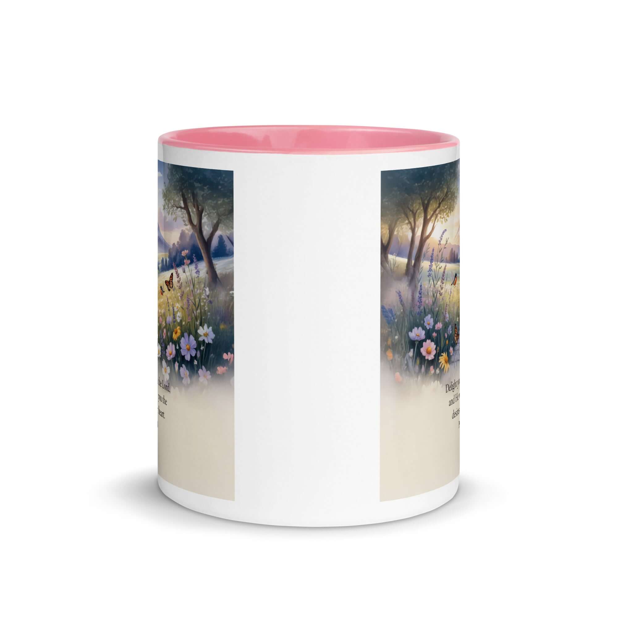 Psalm 37:4 Bible Verse, Delight White Ceramic Mug with Color Inside