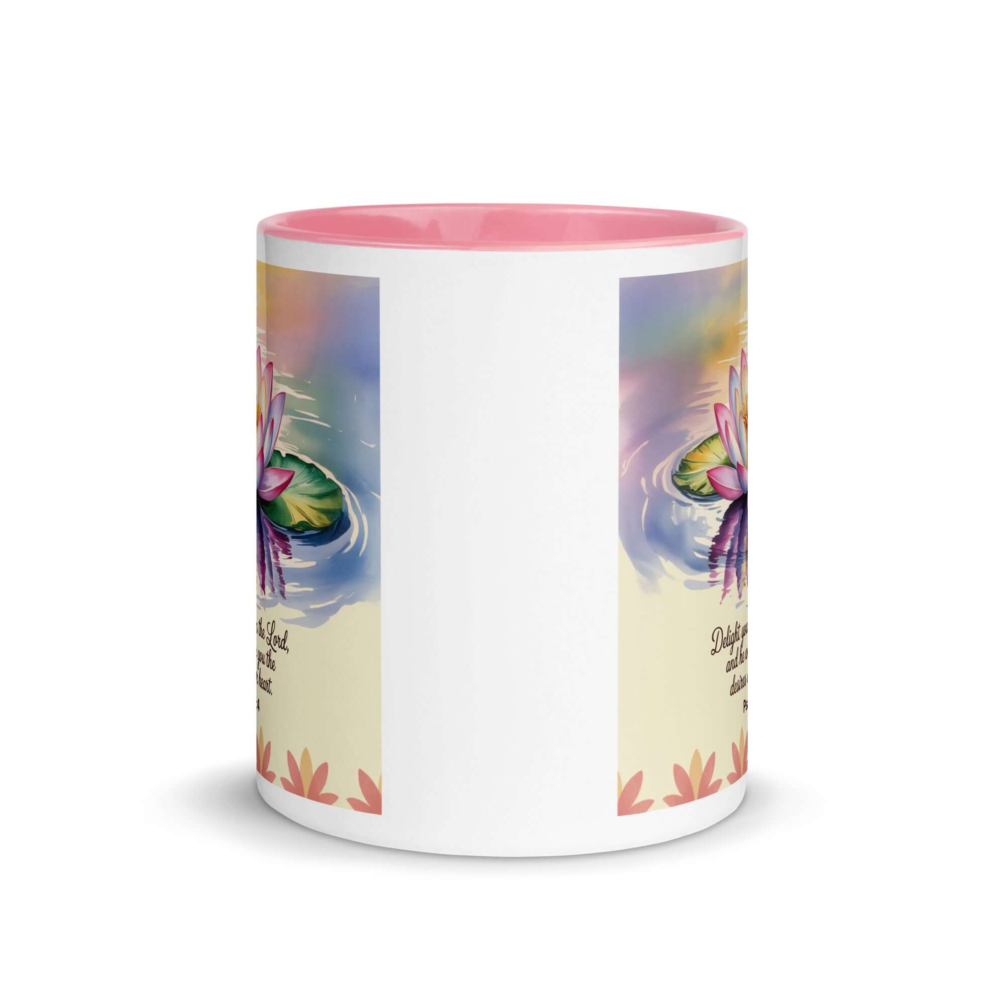 Psalm 37:4 Bible Verse, the Lord White Ceramic Mug with Color Inside