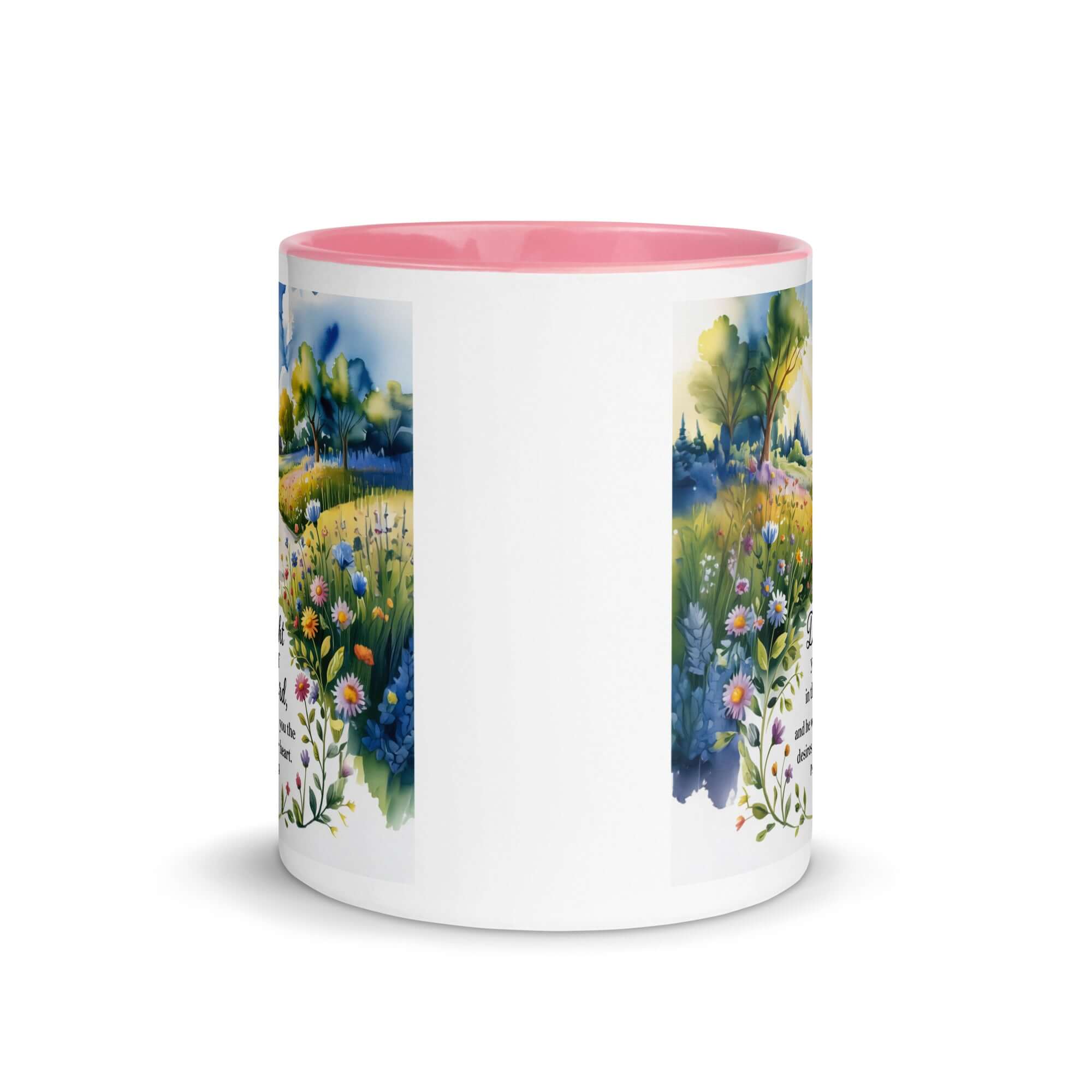 Psalm 37:4 Bible Verse, desires White Ceramic Mug with Color Inside