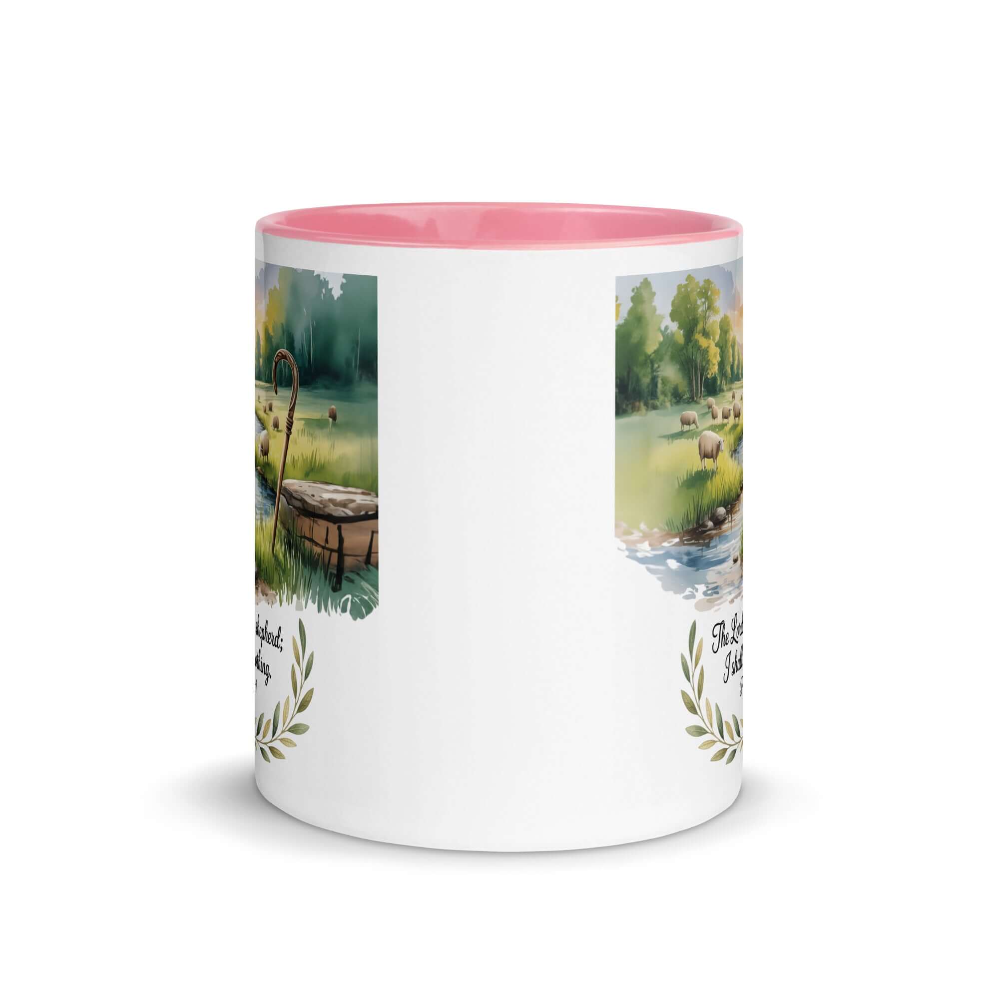 Psalm 23:1 Bible Verse, is my White Ceramic Mug with Color Inside