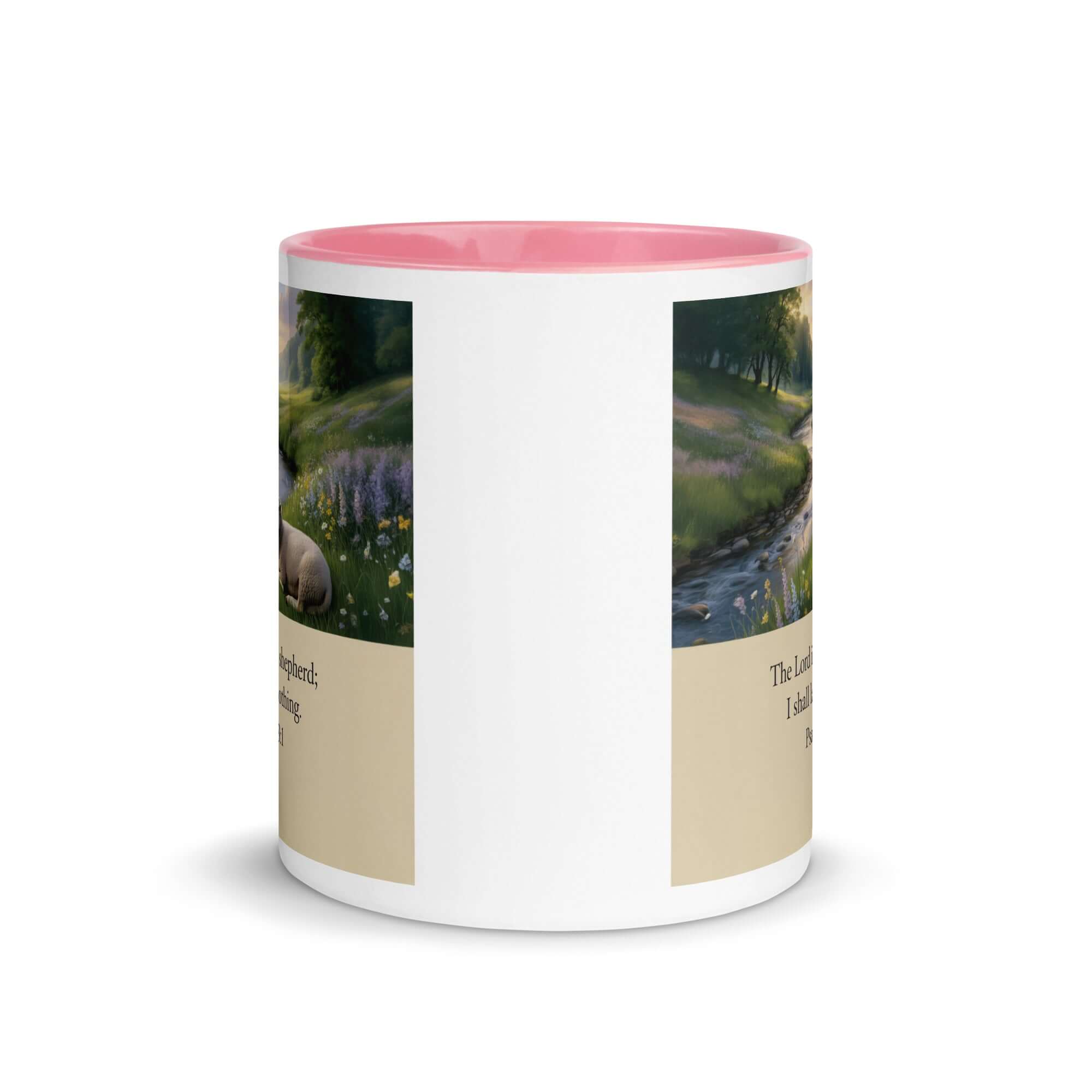 Psalm 23:1 Bible Verse, I shall White Ceramic Mug with Color Inside