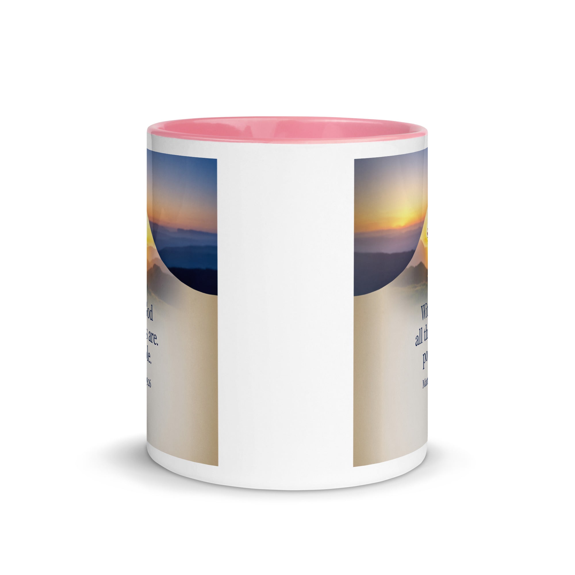 Matthew 19:26 Bible Verse at them White Ceramic Mug with Color Inside