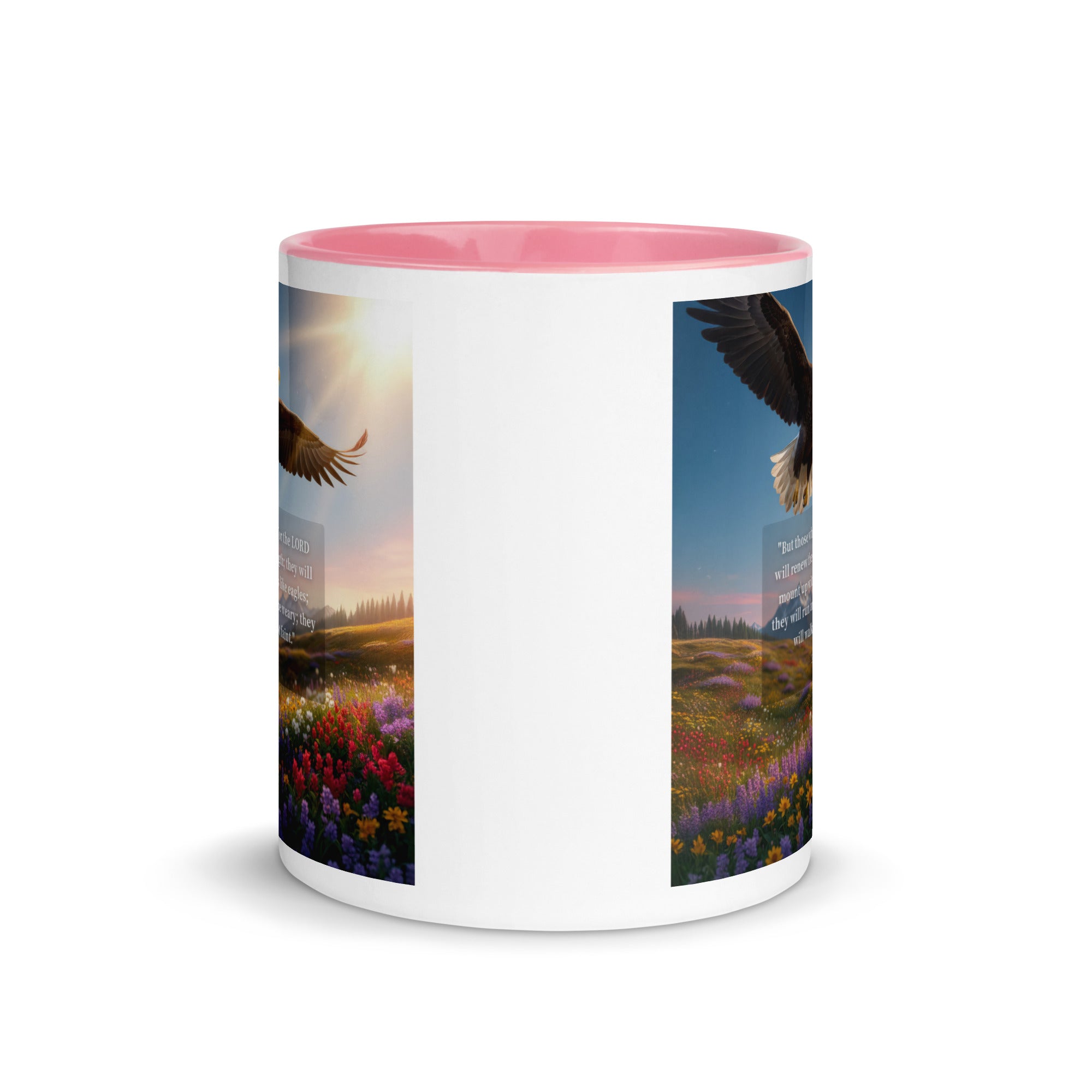 Isaiah 40:31 Bible Verse Who Wait White Ceramic Mug with Color Inside