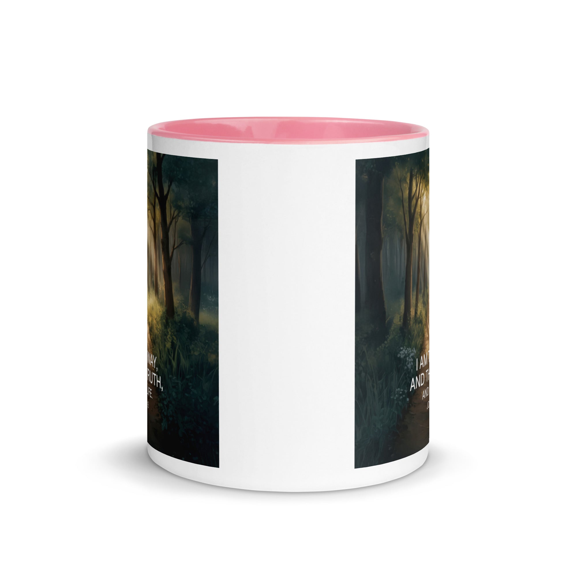 John 14:6 Bible Verse I Am White Ceramic Mug with Color Inside