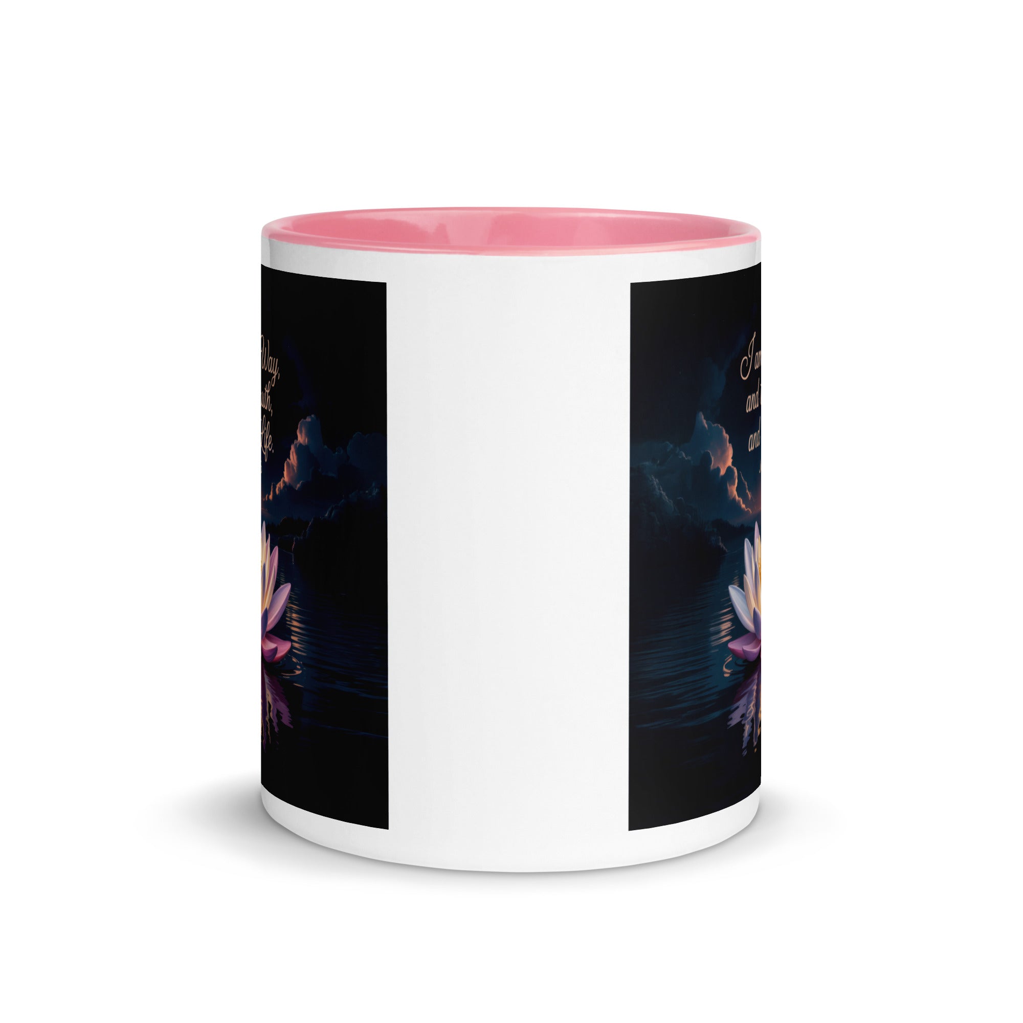 John 14:6 Bible Verse The Way White Ceramic Mug with Color Inside