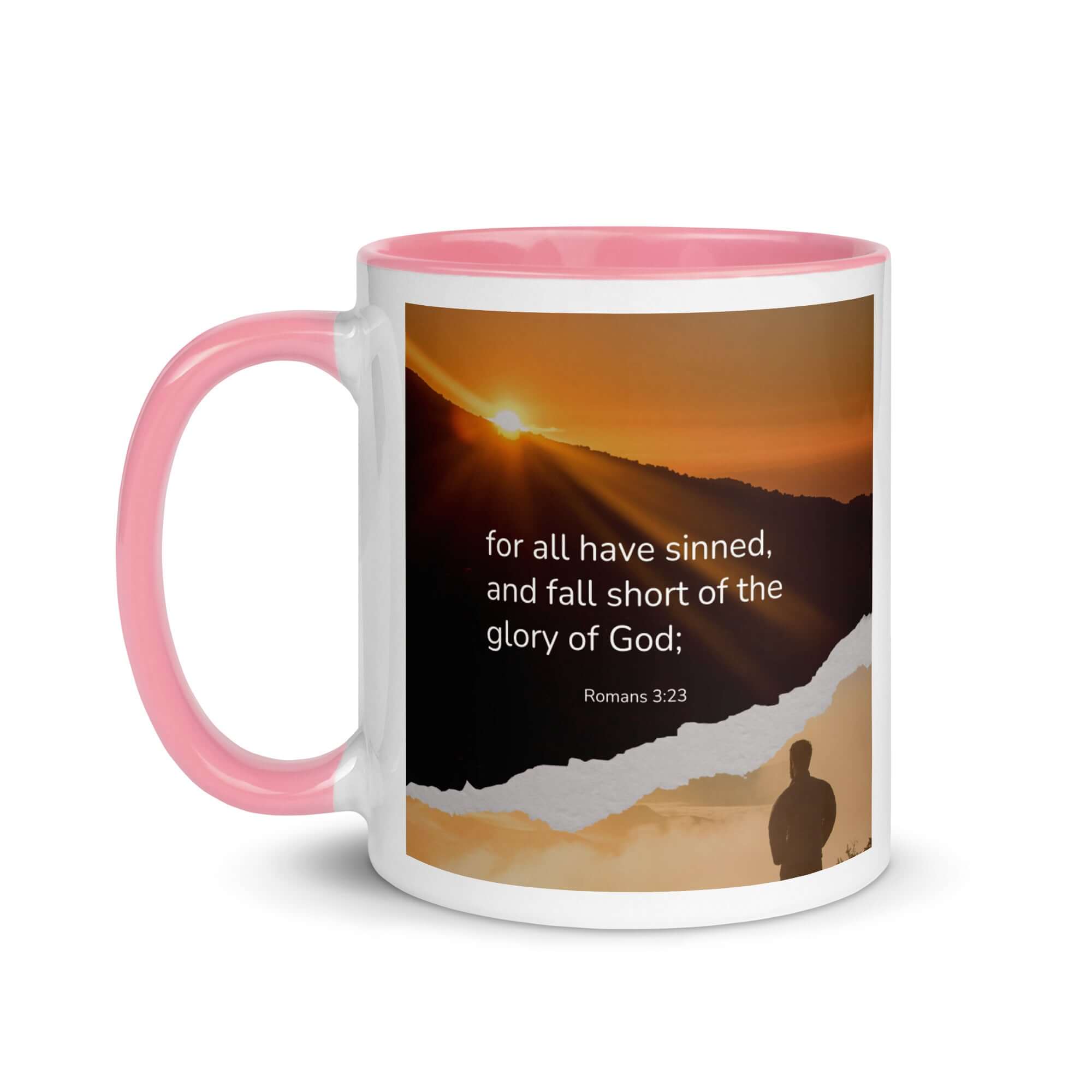 Romans 3:23 Bible Verse, of God White Ceramic Mug with Color Inside