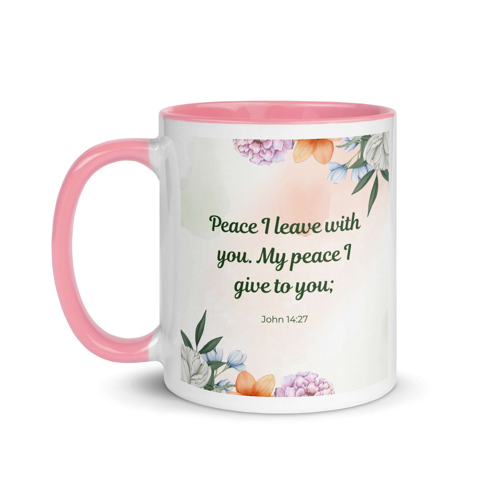 John 14:27 Bible Verse, with you White Ceramic Mug with Color Inside