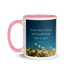 James 4:8 Bible Verse, near to you White Ceramic Mug with Color Inside