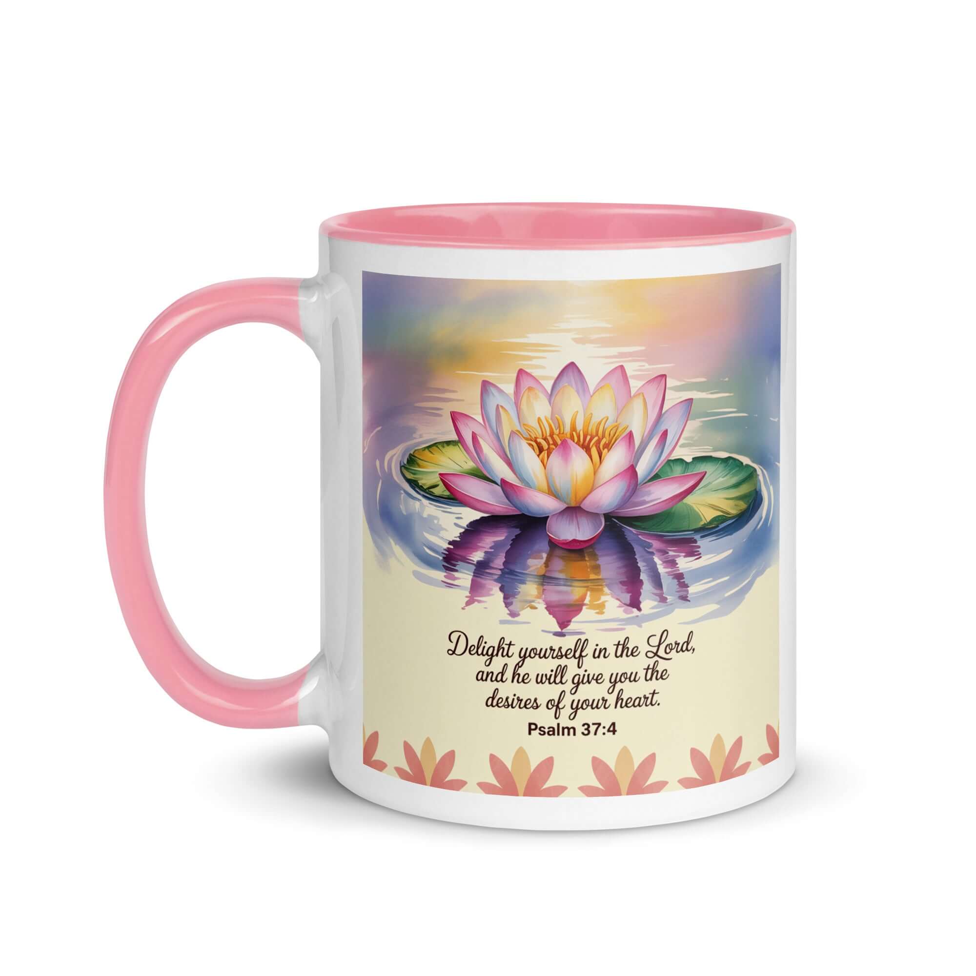 Psalm 37:4 Bible Verse, the Lord White Ceramic Mug with Color Inside