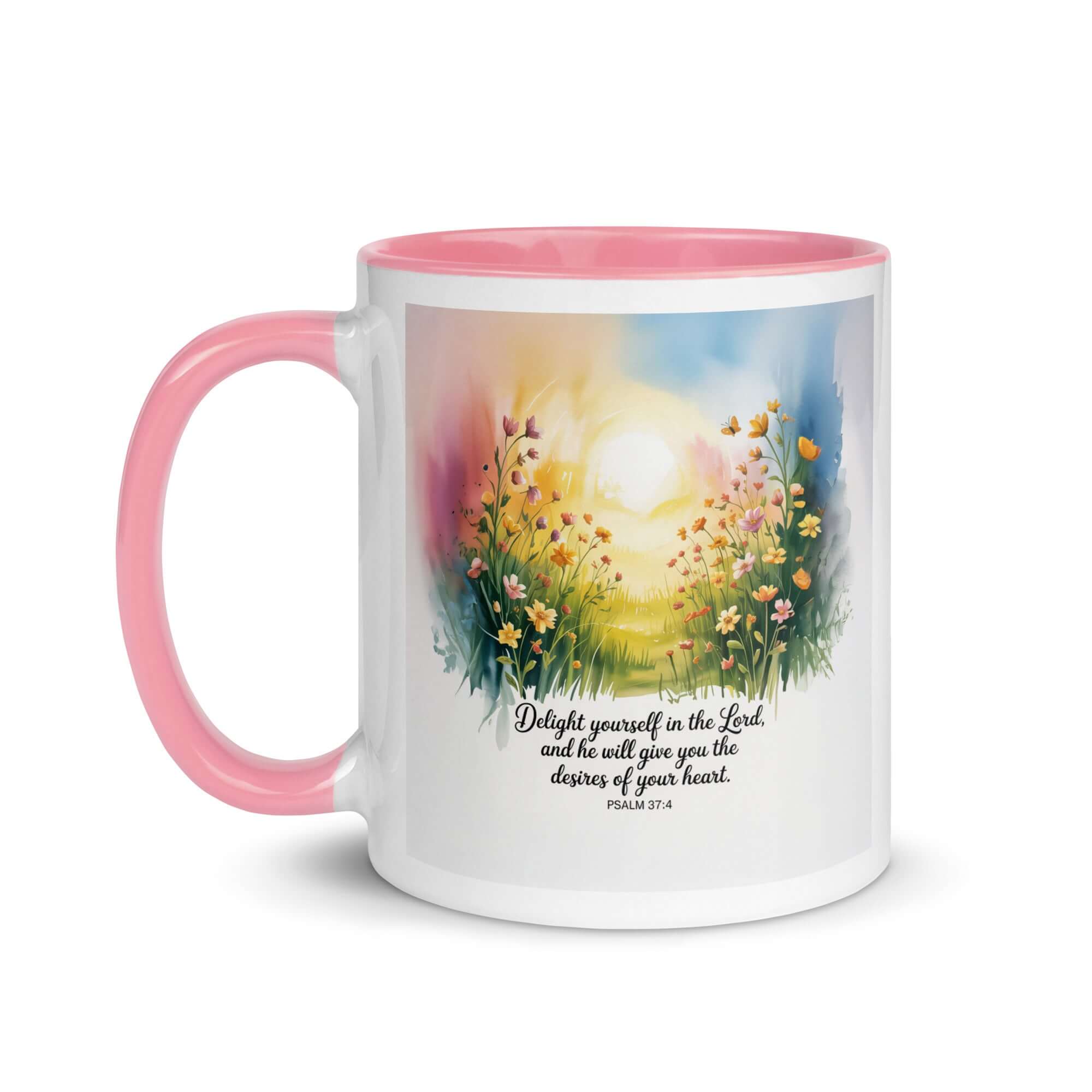 Psalm 37:4 Bible Verse, will give White Ceramic Mug with Color Inside
