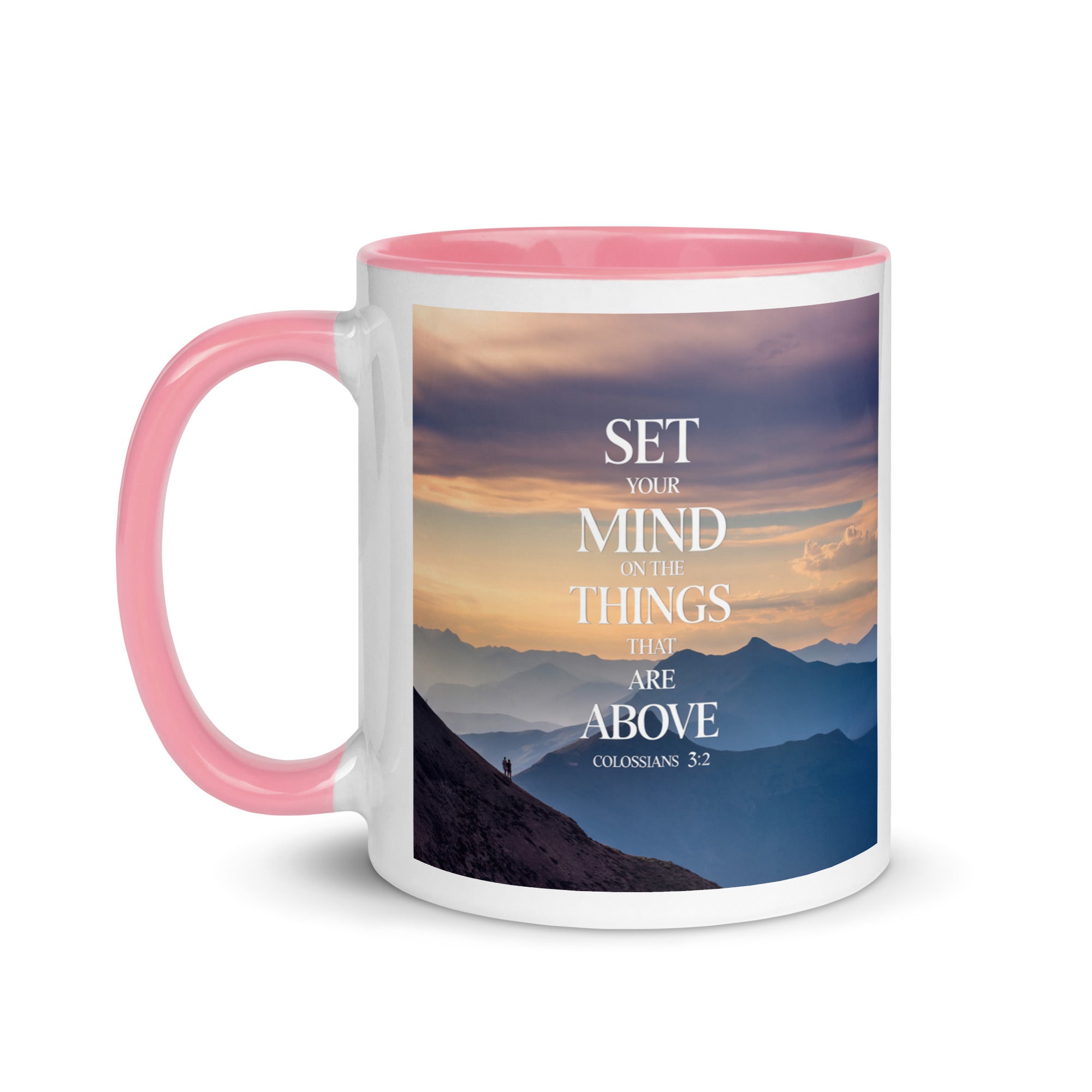 Colossians 3:2 Bible Verse things that White Ceramic Mug with Color Inside