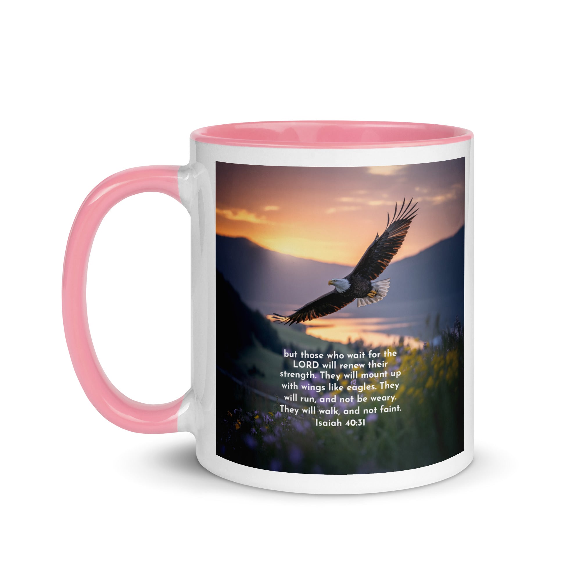 Isaiah 40:31 Bible Verse Renew Strength White Ceramic Mug with Color Inside