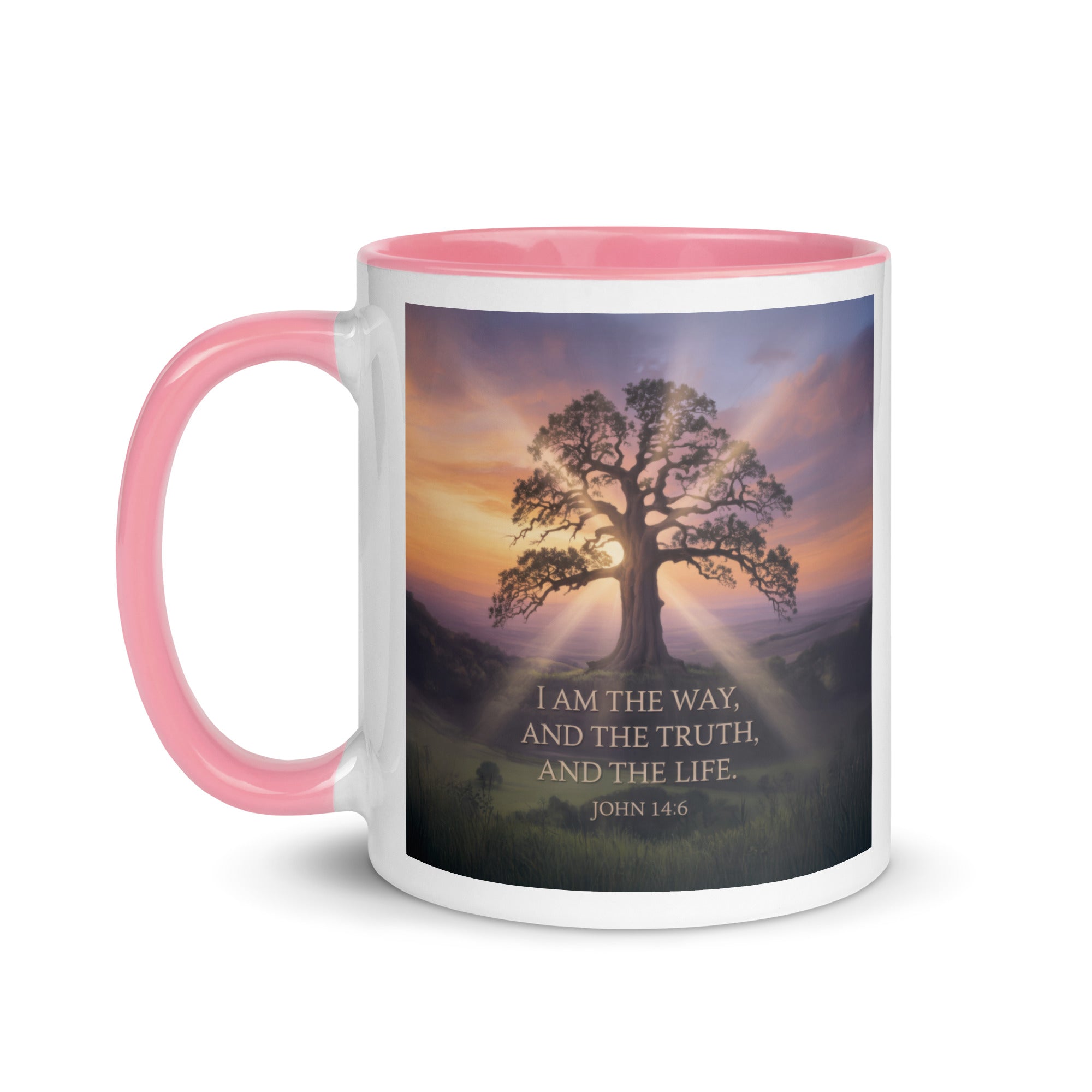John 14:6 Bible Verse Jesus said White Ceramic Mug with Color Inside