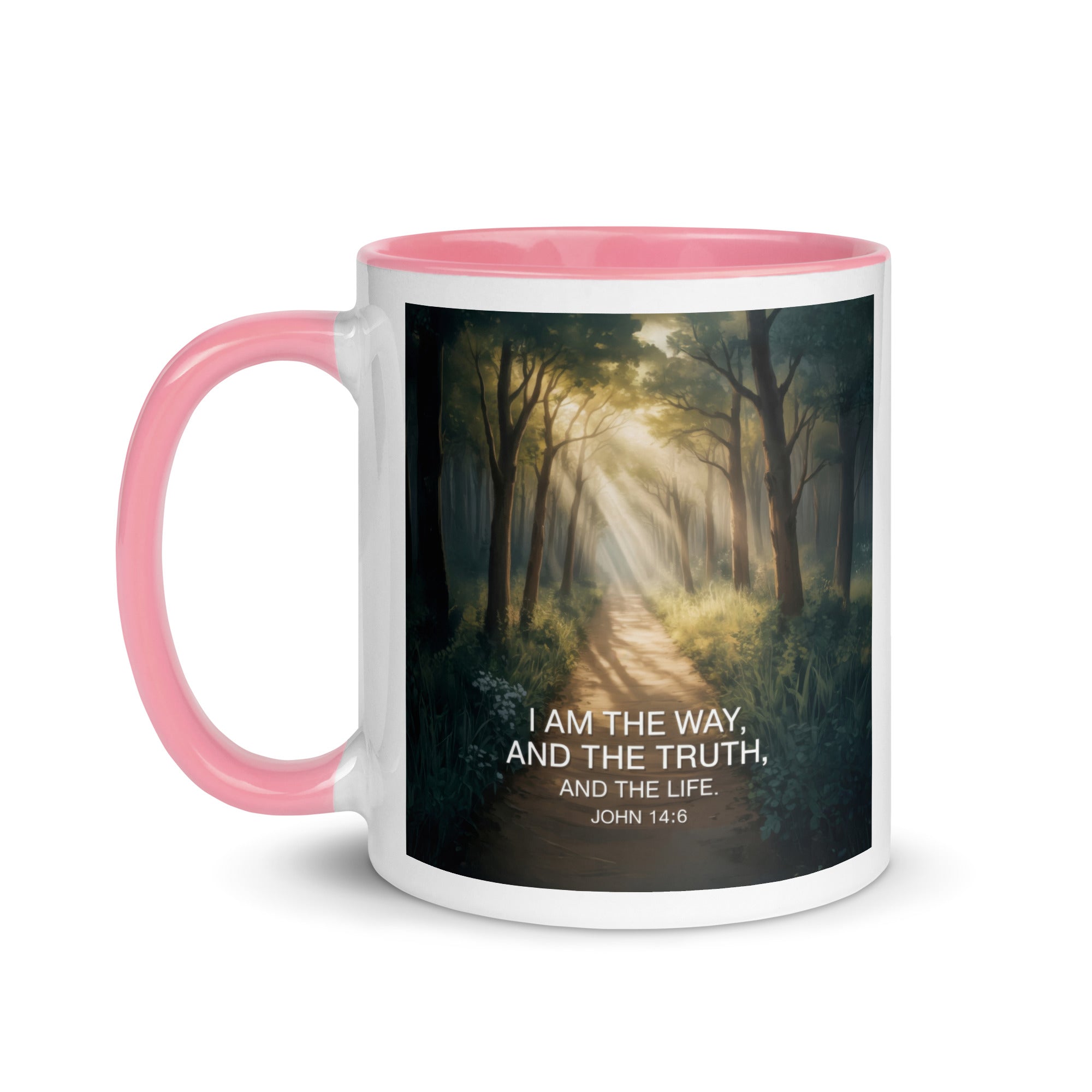 John 14:6 Bible Verse I Am White Ceramic Mug with Color Inside