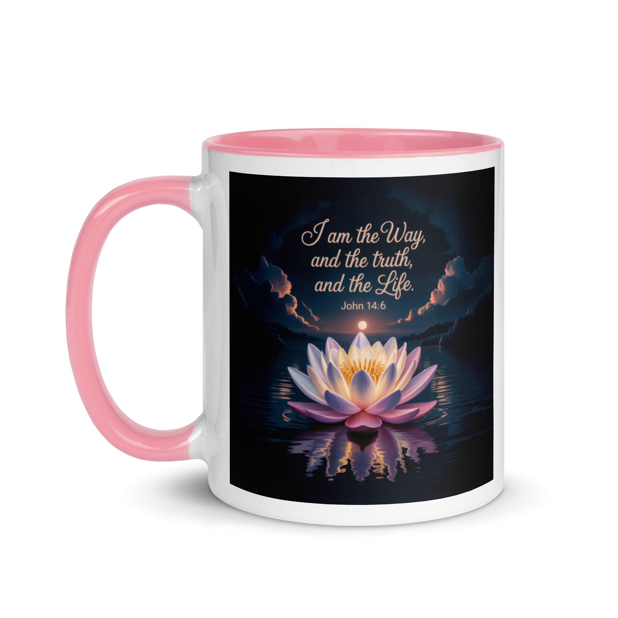 John 14:6 Bible Verse The Way White Ceramic Mug with Color Inside