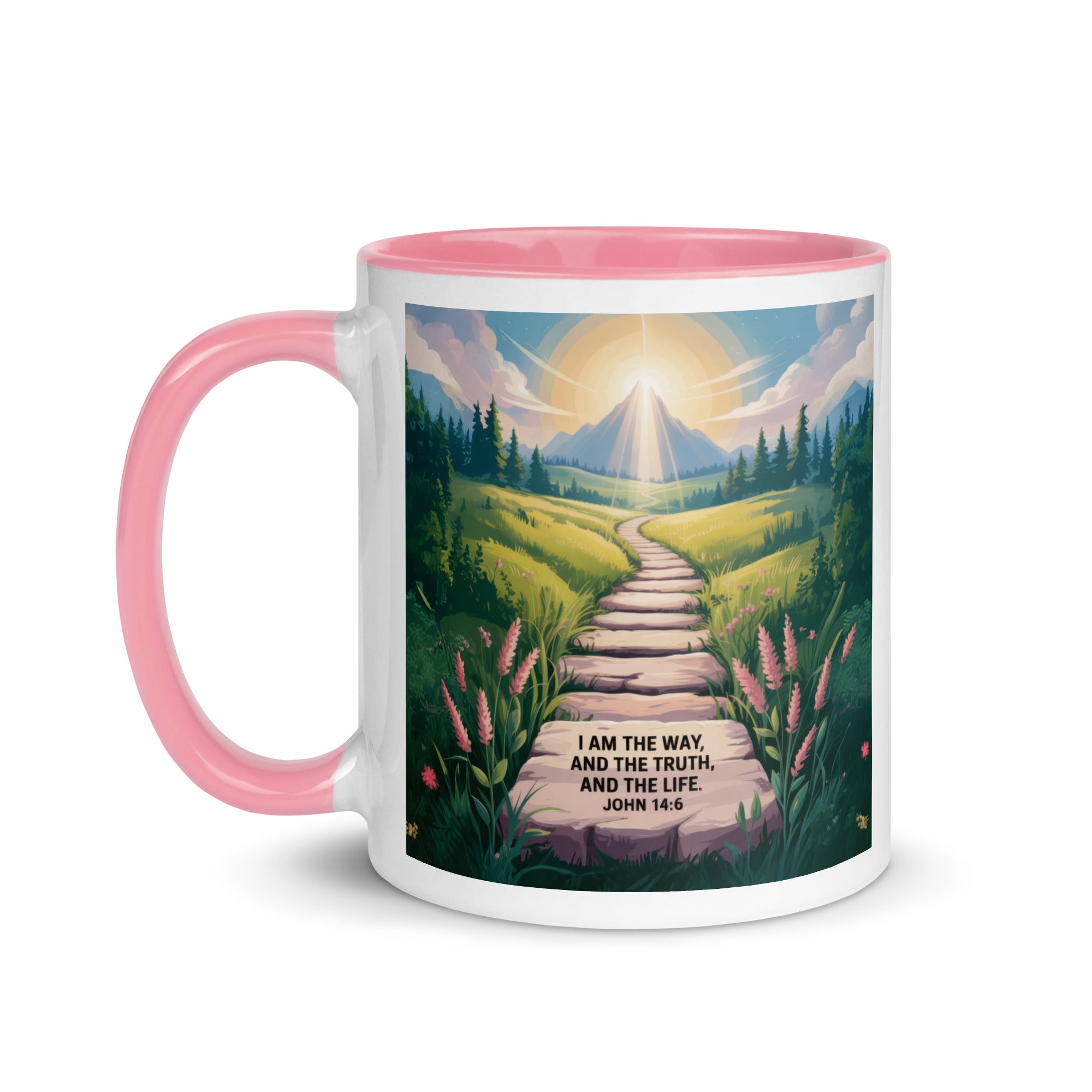 John 14:6 Bible Verse The Truth White Ceramic Mug with Color Inside