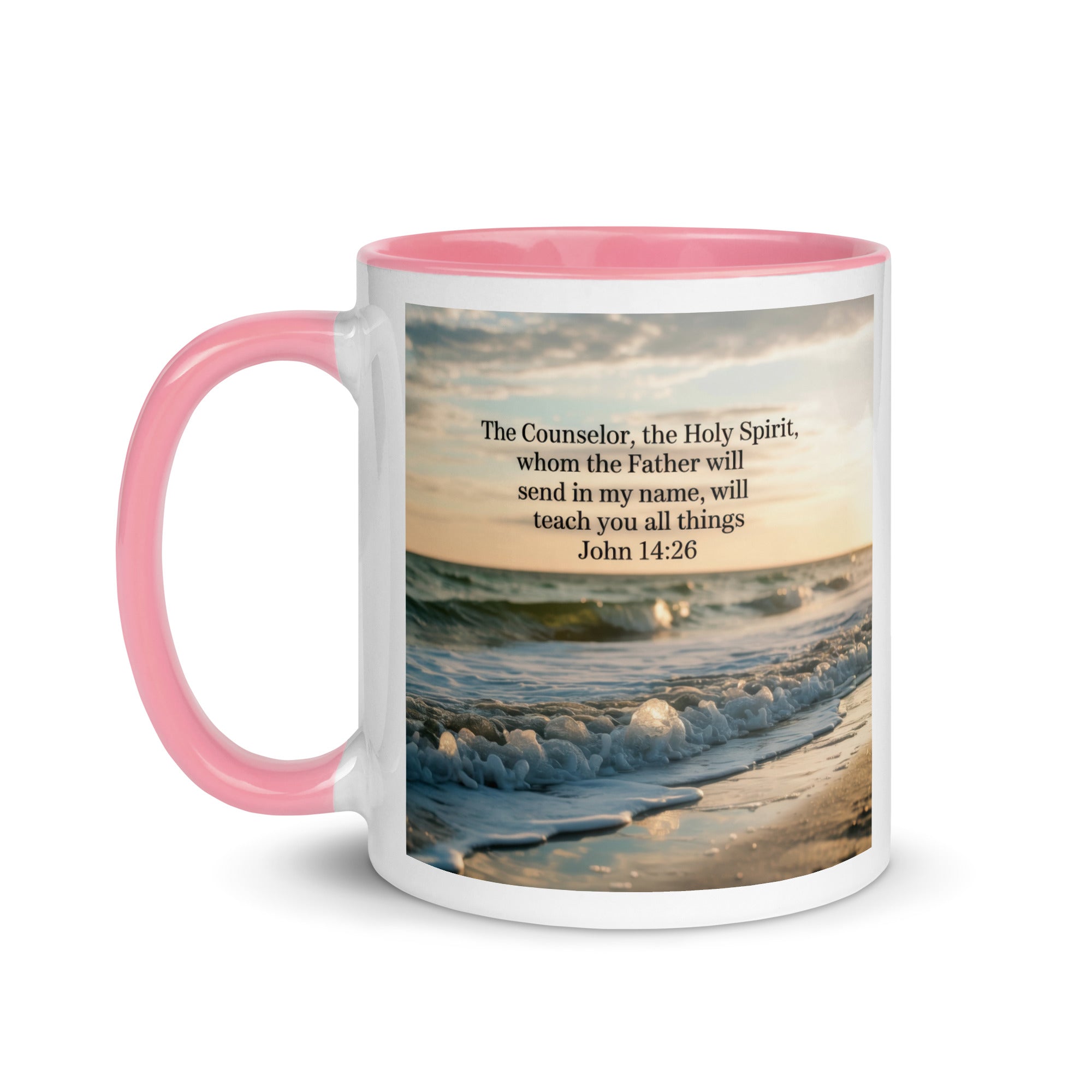 John 14:26 Bible Verse You All White Ceramic Mug with Color Inside