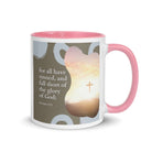 Romans 3:23 Bible Verse, the glory White Ceramic Mug with Color Inside Pink 11 oz
