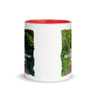 Revelation 3:20 Bible Verse, Garden Doorway White Ceramic Mug with Color Inside
