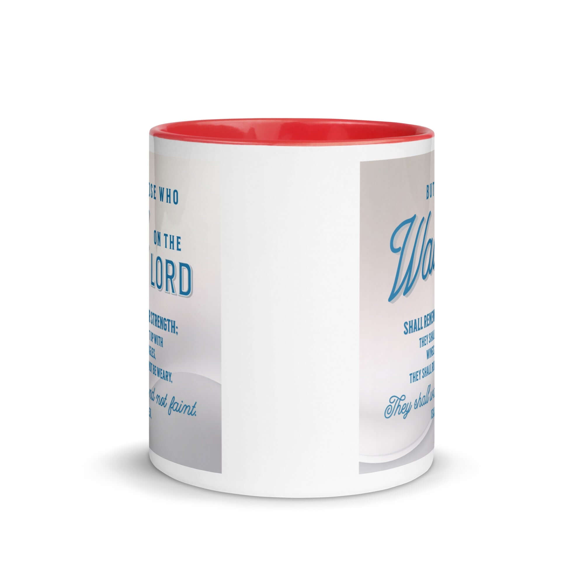 Isaiah 40:31 Bible Verse, Wings like Eagles White Ceramic Mug with Color Inside