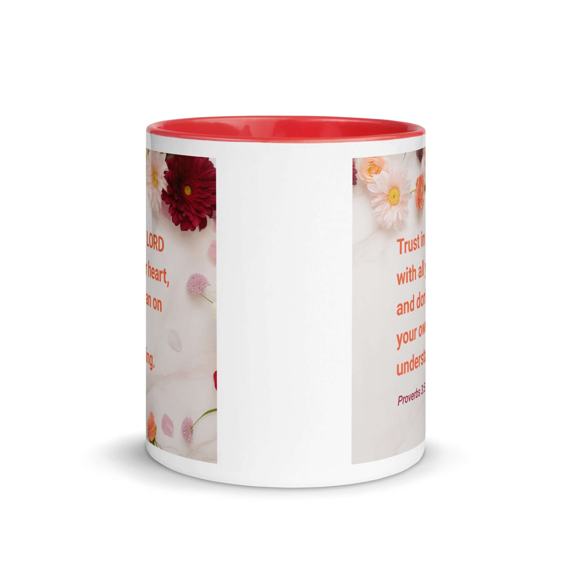 Proverbs 3:5 Bible Verse, Trust in the LORD White Ceramic Mug with Color Inside