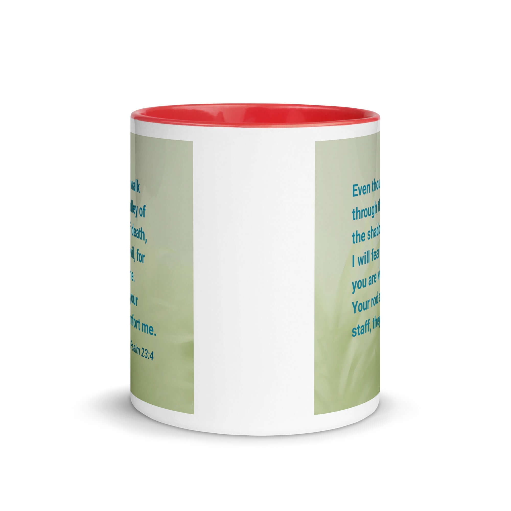 Psalm 23:4 Bible Verse, fear no evil White Ceramic Mug with Color Inside