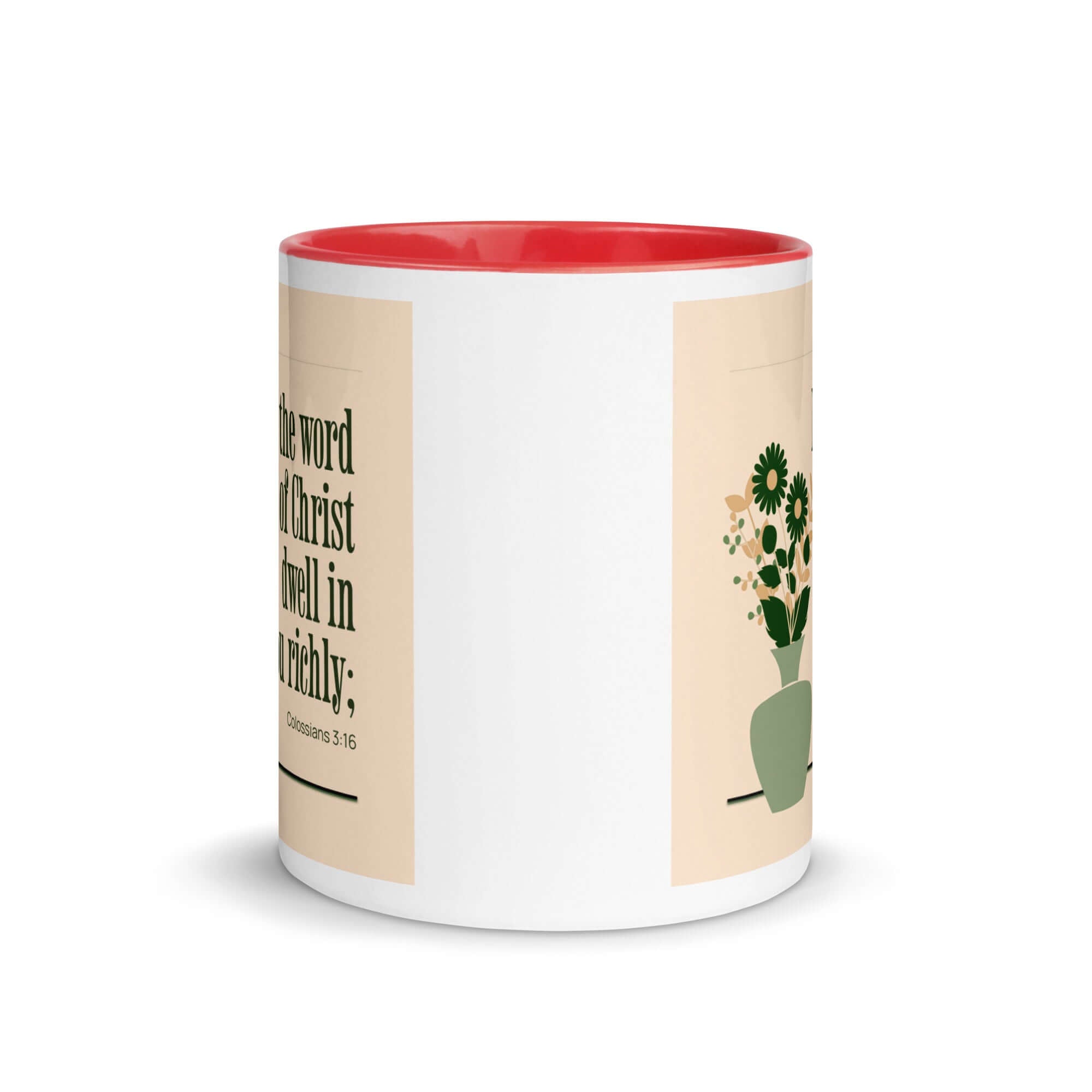 Colossians 3:16 Bible Verse, word of Christ White Ceramic Mug with Color Inside