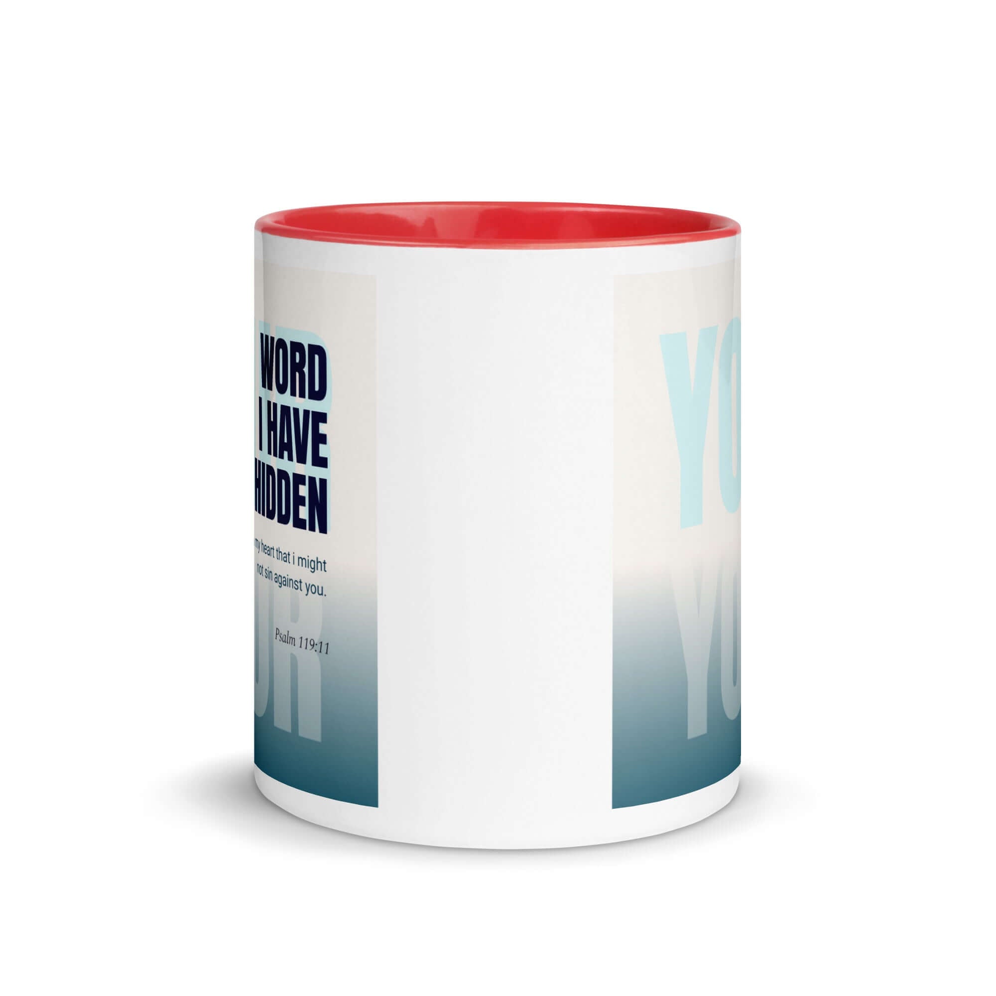Psalm 119:11 Bible Verse, hidden your word White Ceramic Mug with Color Inside