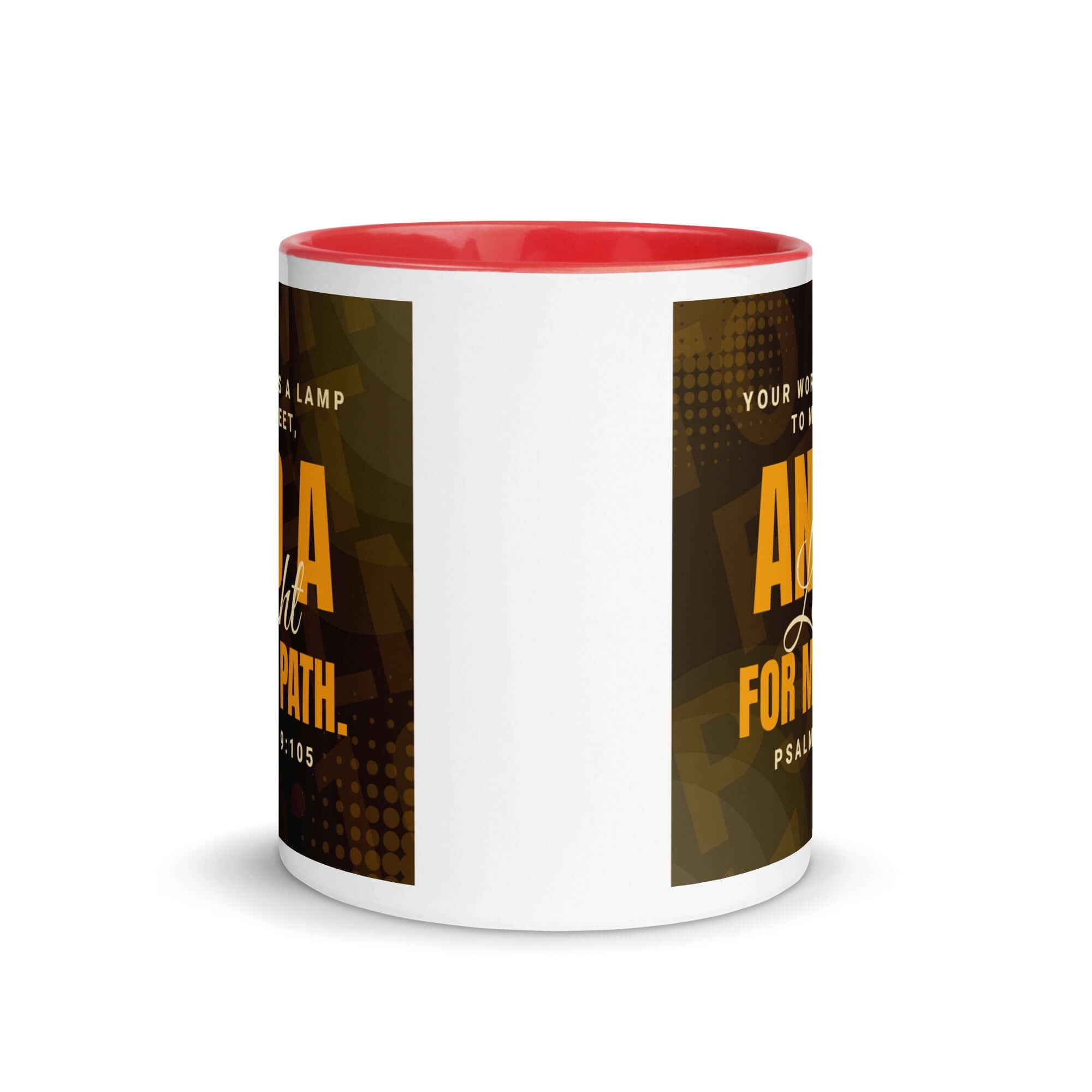Psalm 119:105 Bible Verse, lamp to my feet White Ceramic Mug with Color Inside