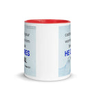1 Peter 5:7 Bible Verse, casting all your worries on Him White Ceramic Mug with Color Inside