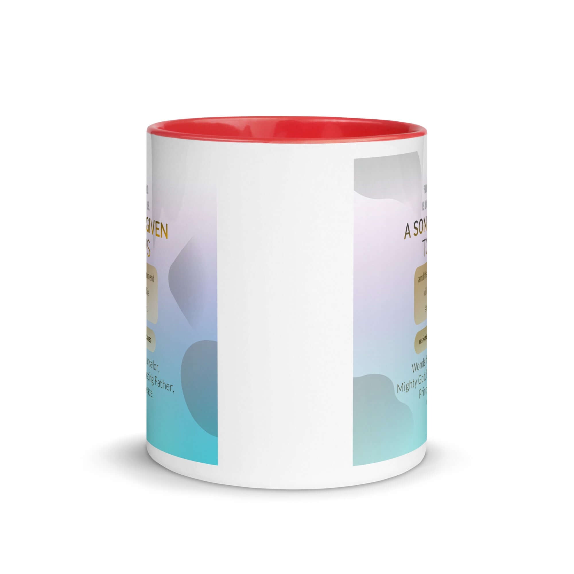 Isaiah 9:6 Bible Verse, Wonderful Counselor White Ceramic Mug with Color Inside