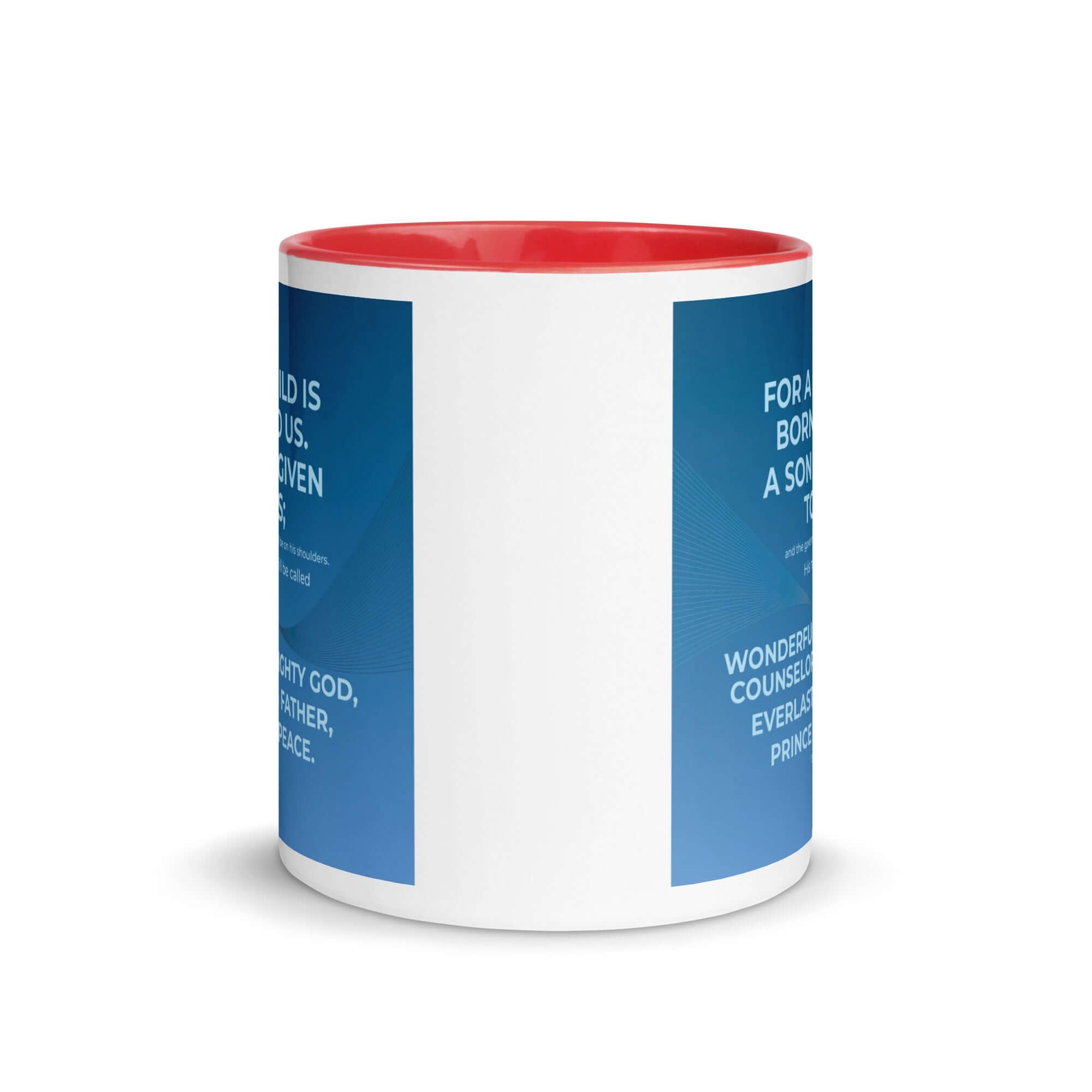 Isaiah 9:6 Bible Verse, Everlasting Father White Ceramic Mug with Color Inside
