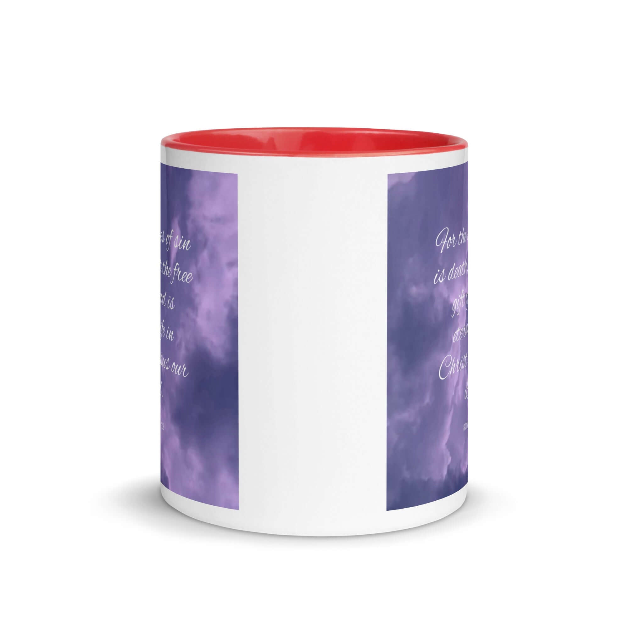 Romans 6:23 Bible Verse, free gift White Ceramic Mug with Color Inside