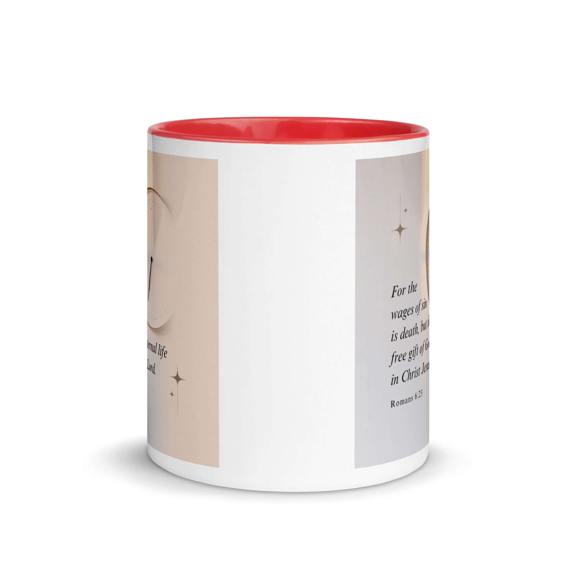Romans 6:23 Bible Verse, our Lord White Ceramic Mug with Color Inside