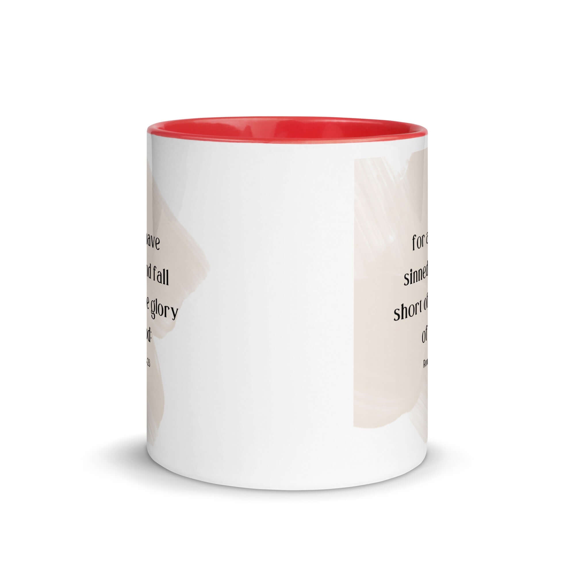 Romans 3:23 Bible Verse, fall short White Ceramic Mug with Color Inside