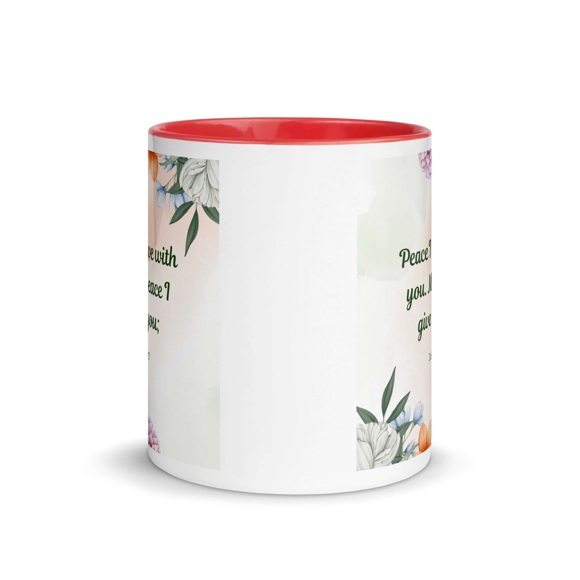 John 14:27 Bible Verse, with you White Ceramic Mug with Color Inside