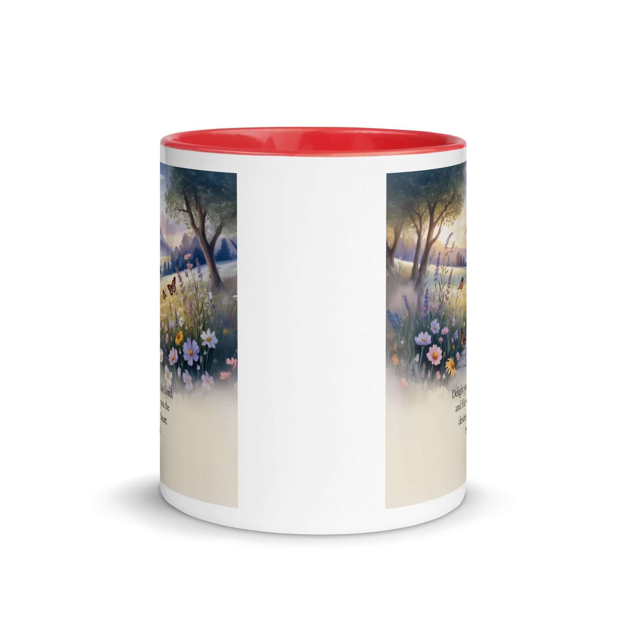 Psalm 37:4 Bible Verse, Delight White Ceramic Mug with Color Inside