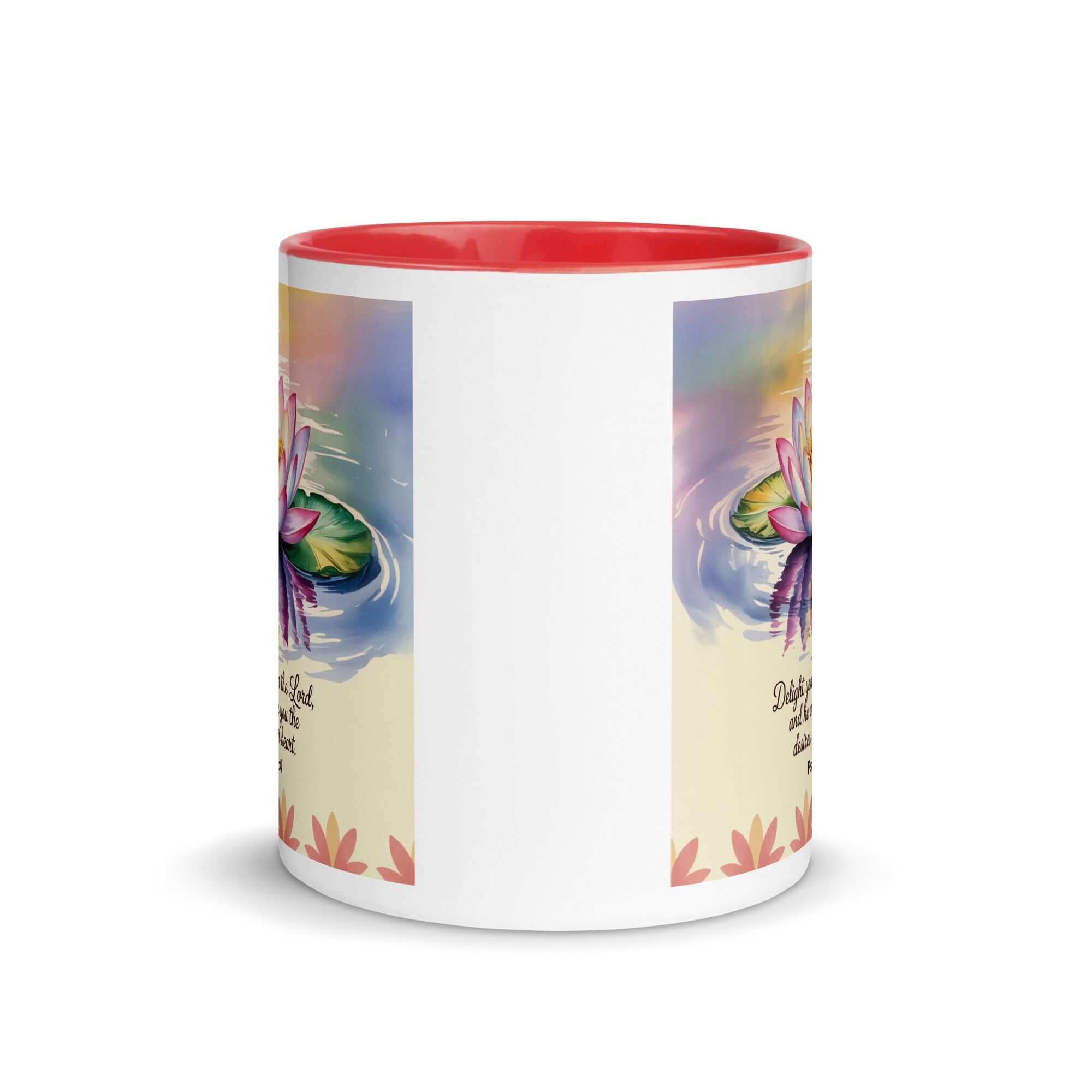 Psalm 37:4 Bible Verse, the Lord White Ceramic Mug with Color Inside
